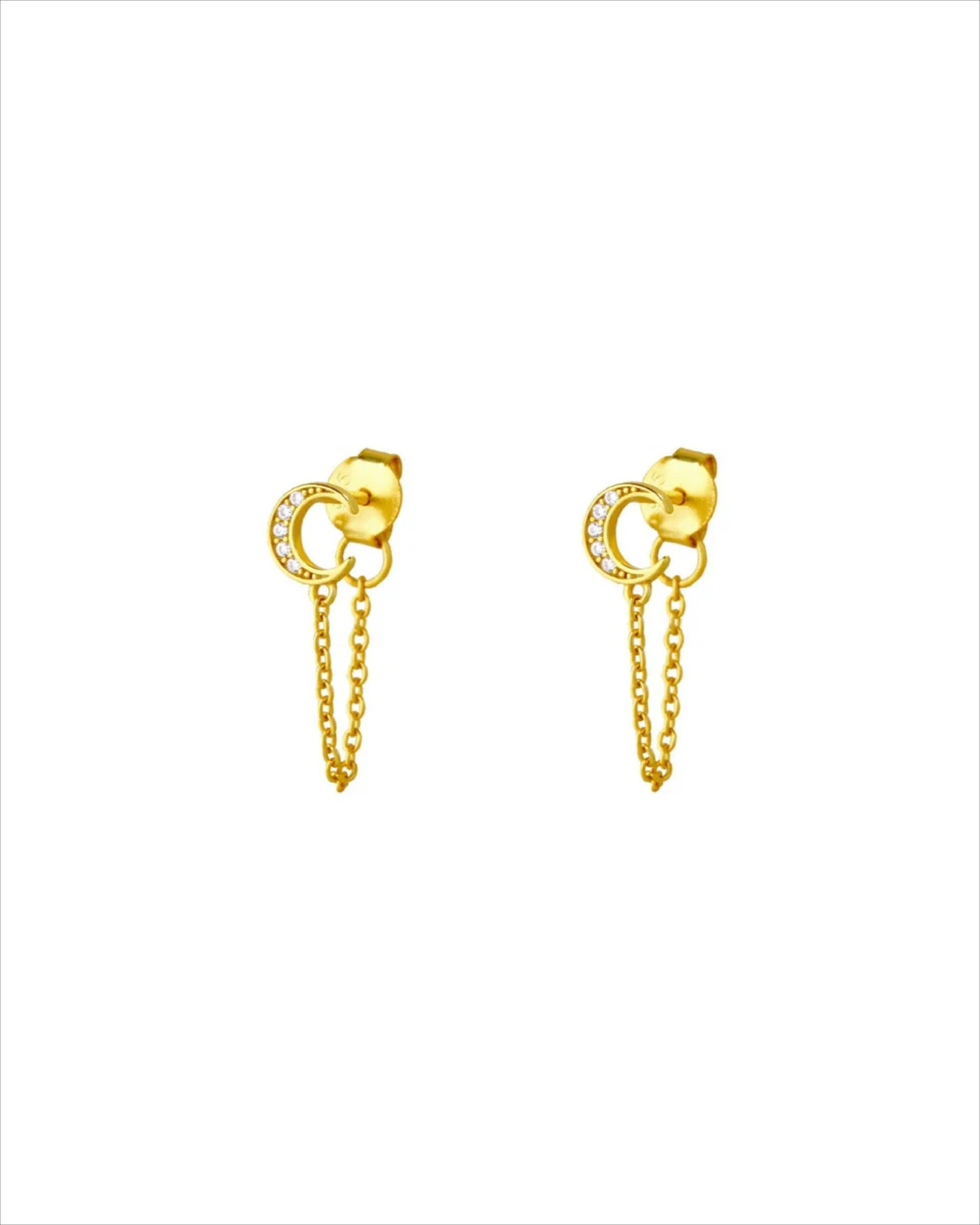 Crescent Moon Chain Earrings