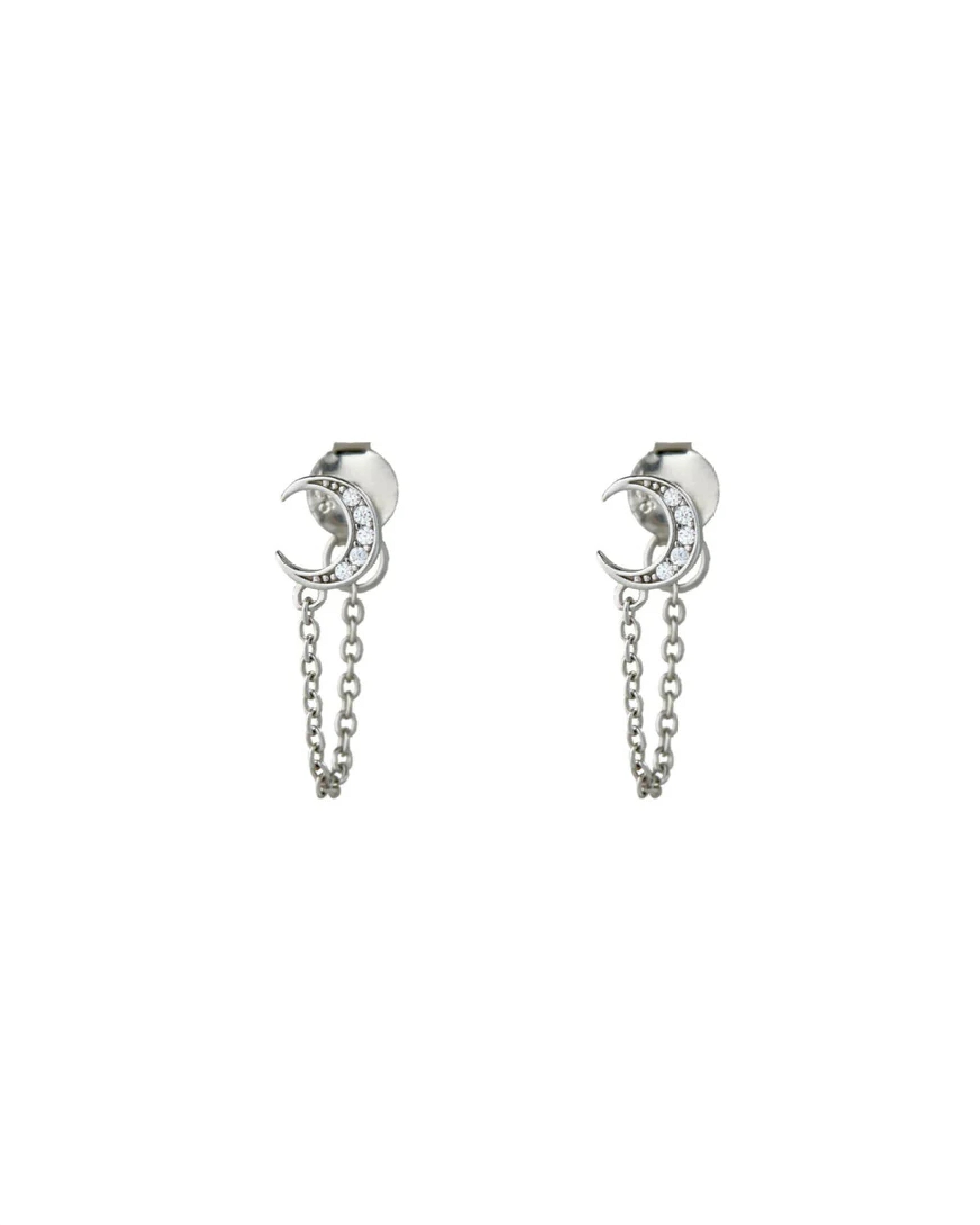 Crescent Moon Chain Earrings