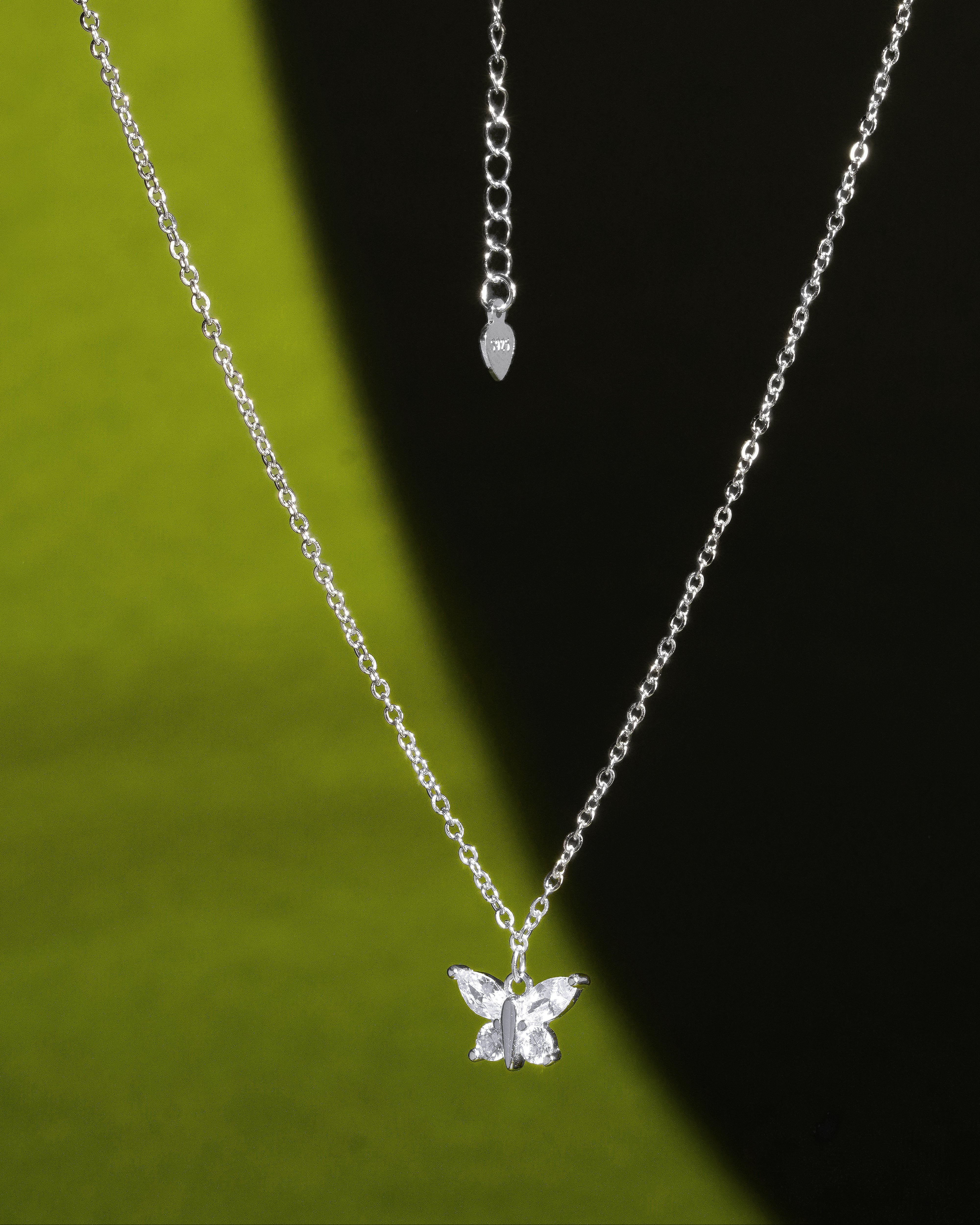 Radiant Silver Butterfly Charm Necklace