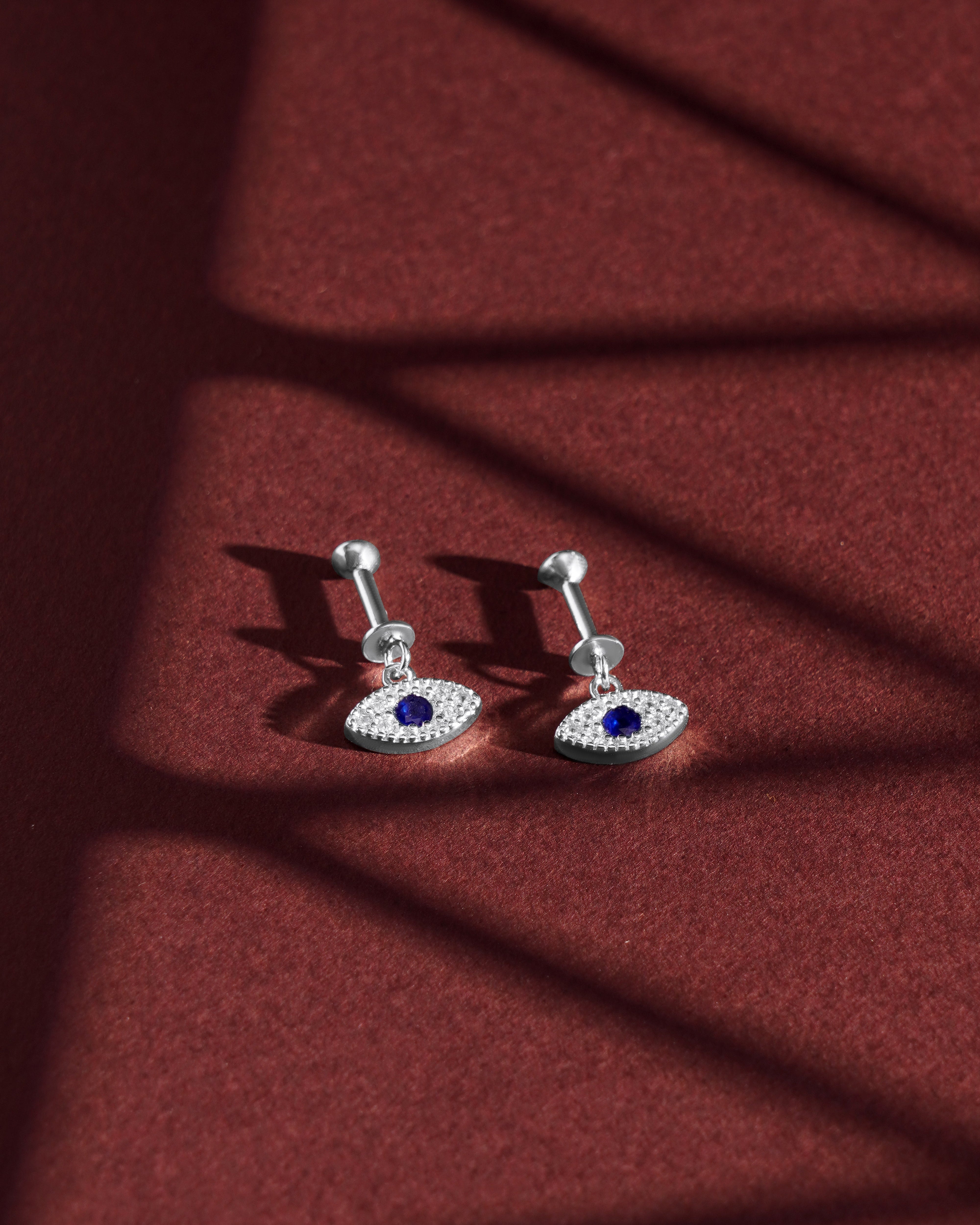 Zirconia small evil eye hanging- Pair