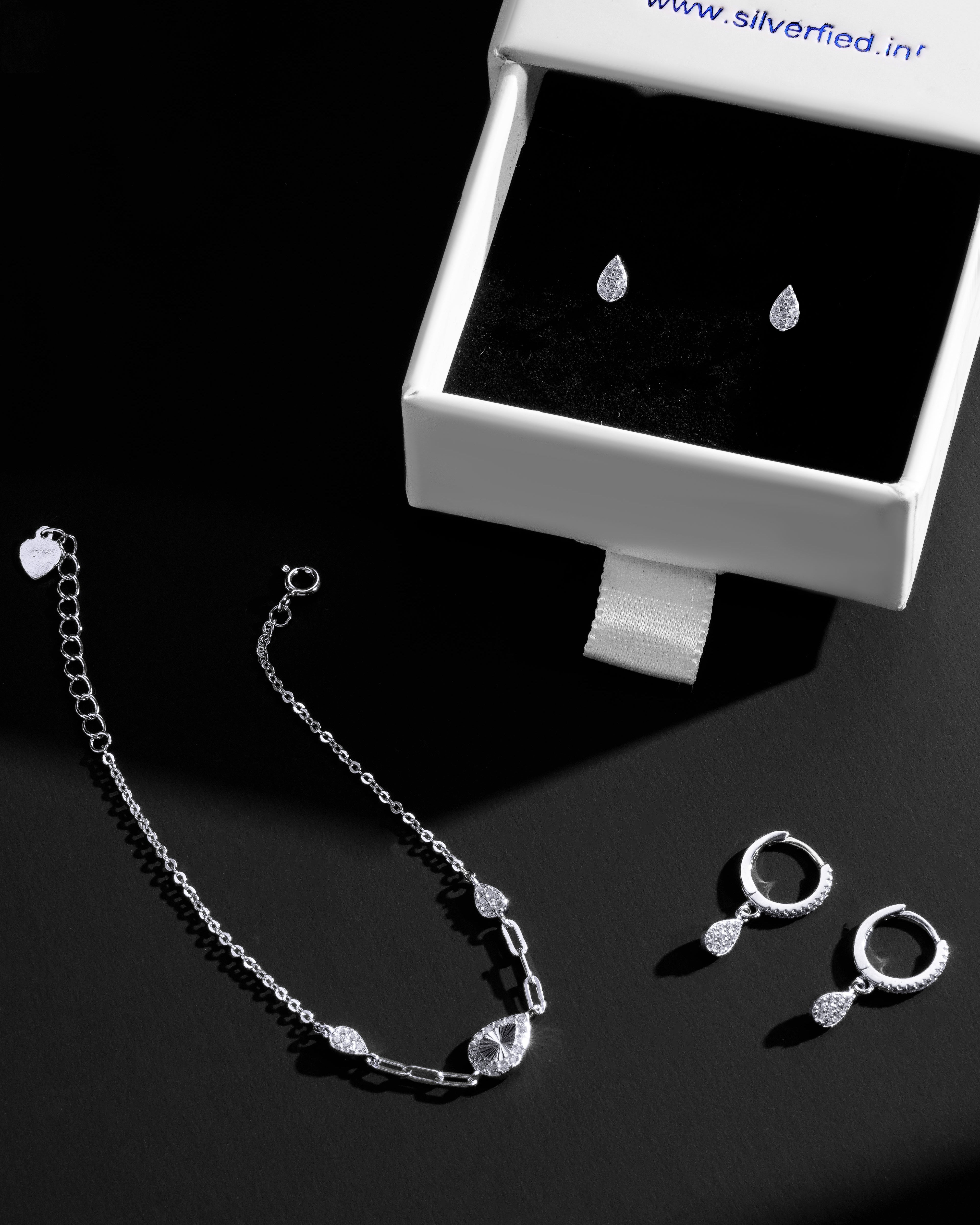 Silver Droplet Jewelry Set Bundle