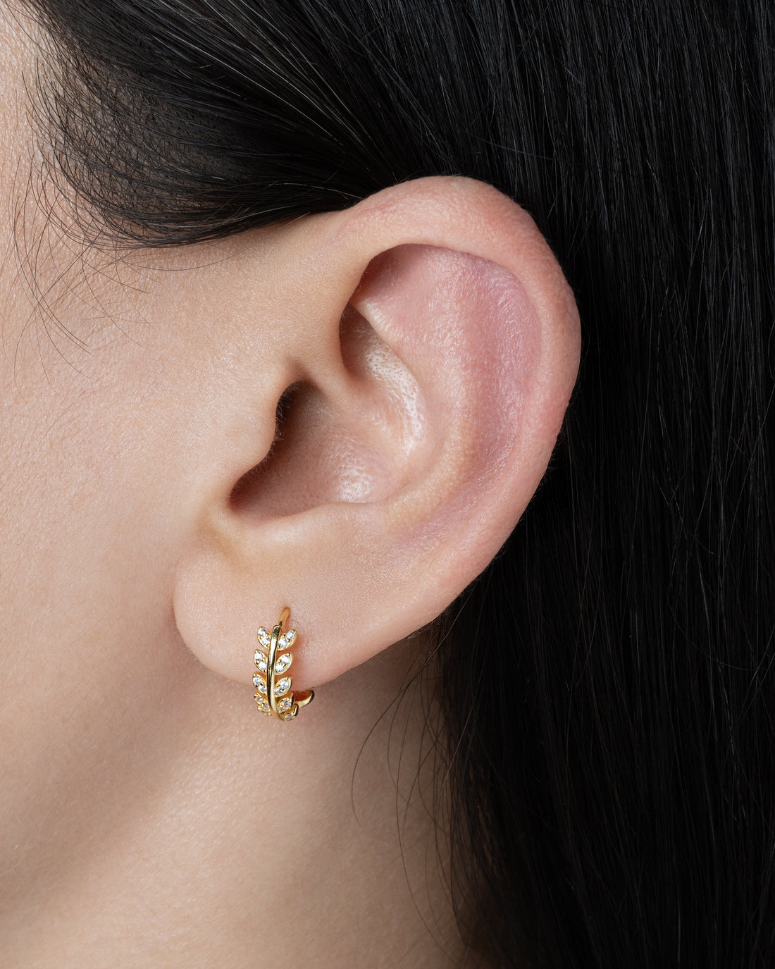 Zirconia Leaf Hoops Multiple Sizes Hoop Earring