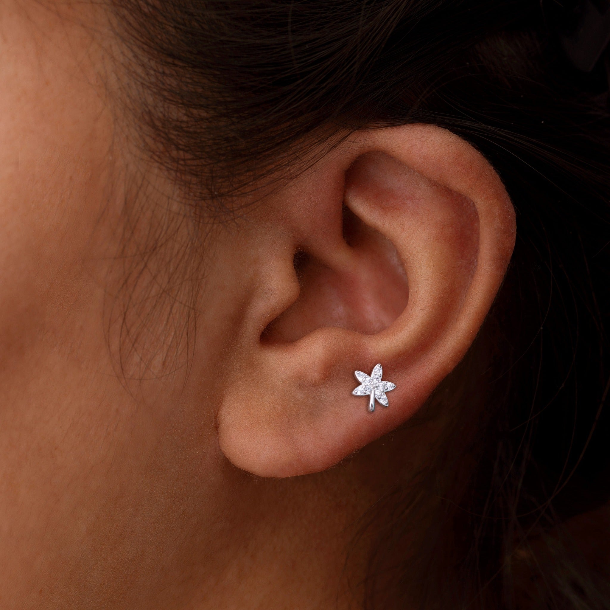 Plant shape stud earring set - Pair