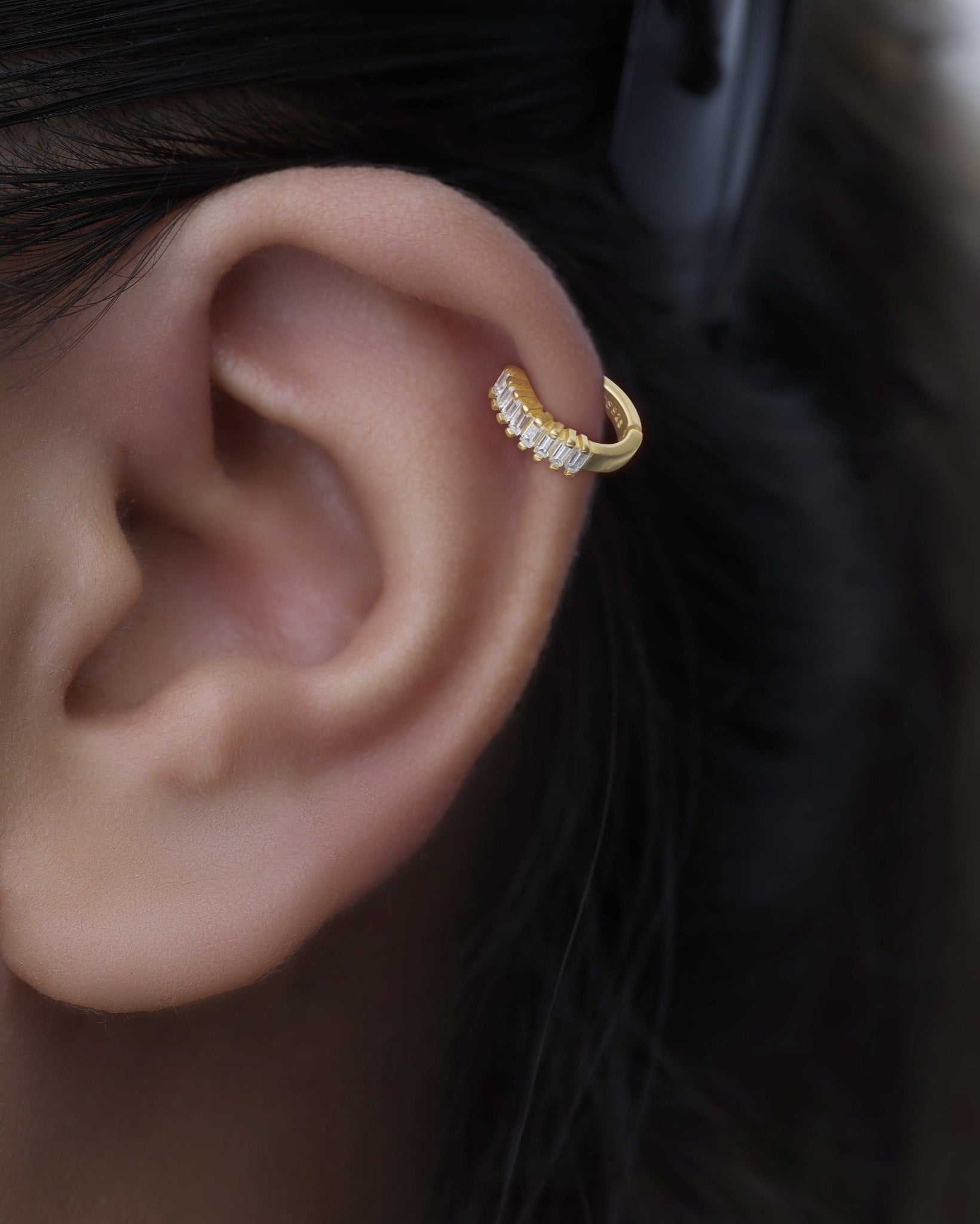 Baguette hoop - 18K Gold Plated
