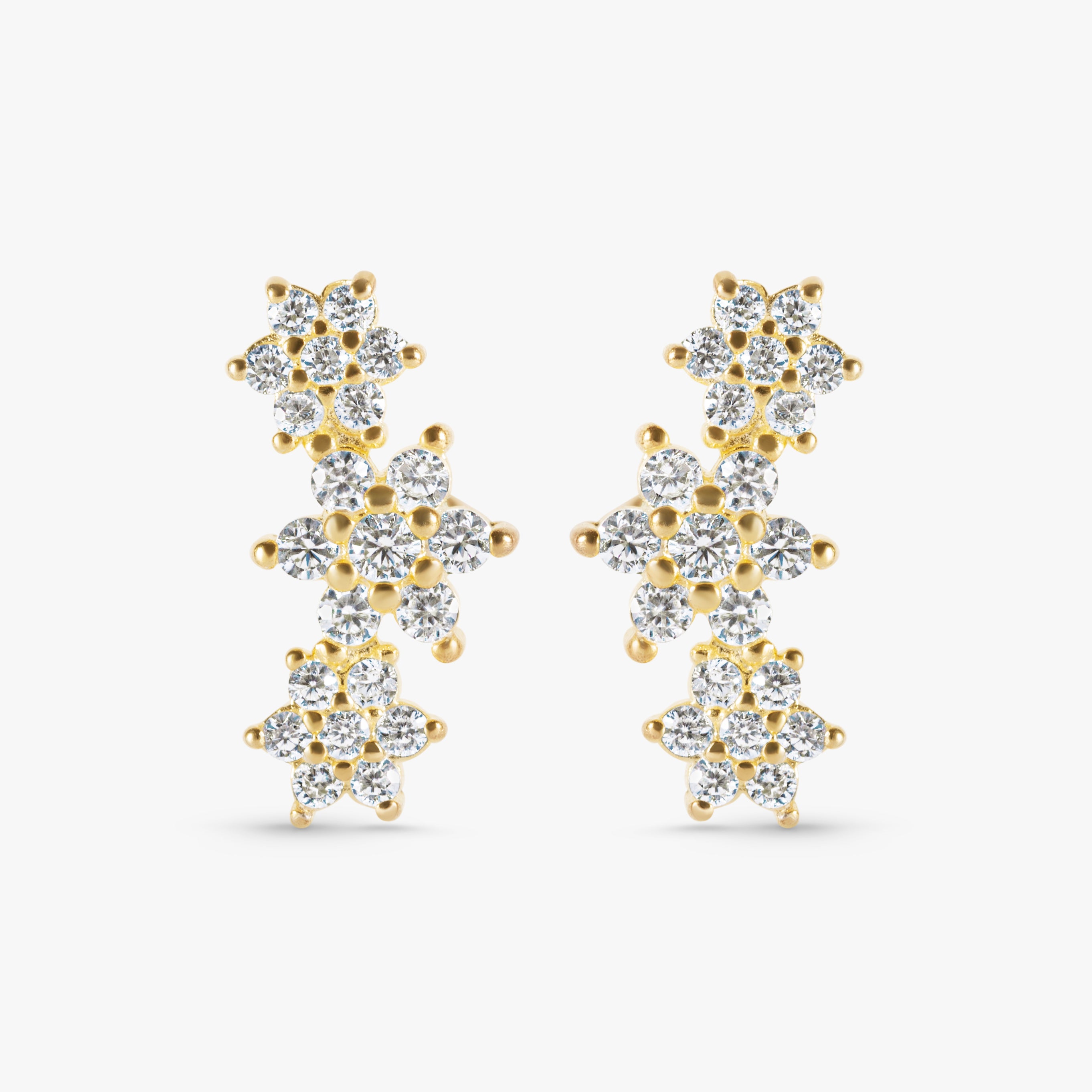 Three flower cluster stud earring
