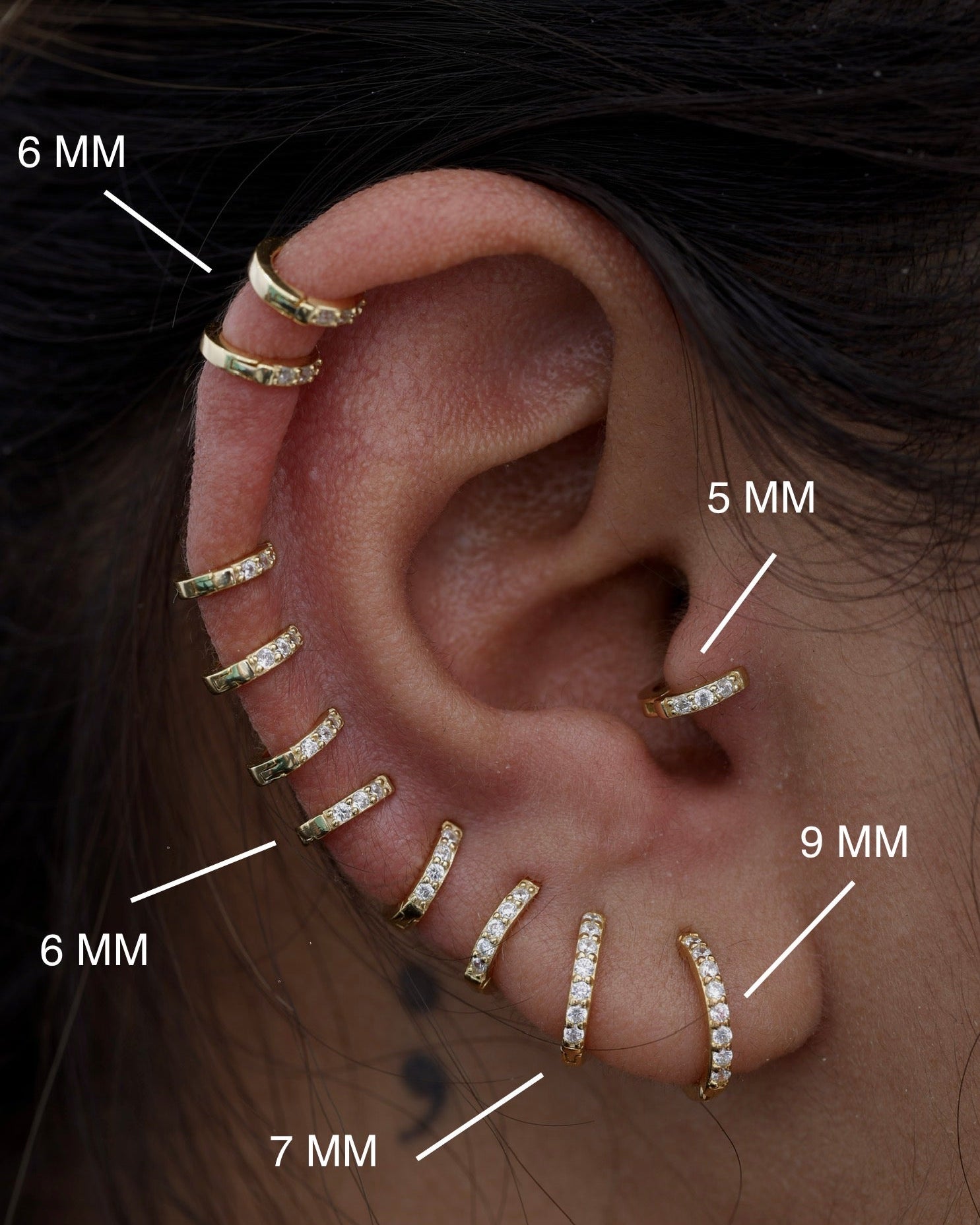 Zirconia Statement Round Multiple Sizes Hoop Earrings