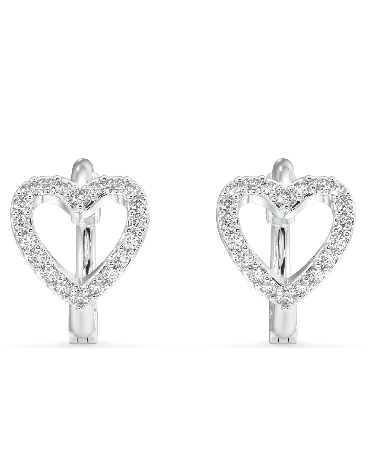 stone paved Heart huggie pair