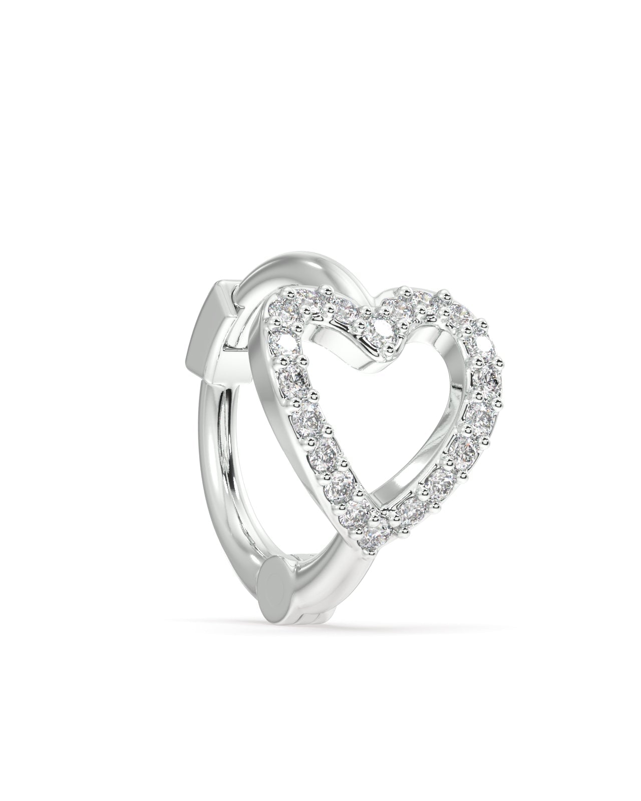 stone paved Heart huggie pair