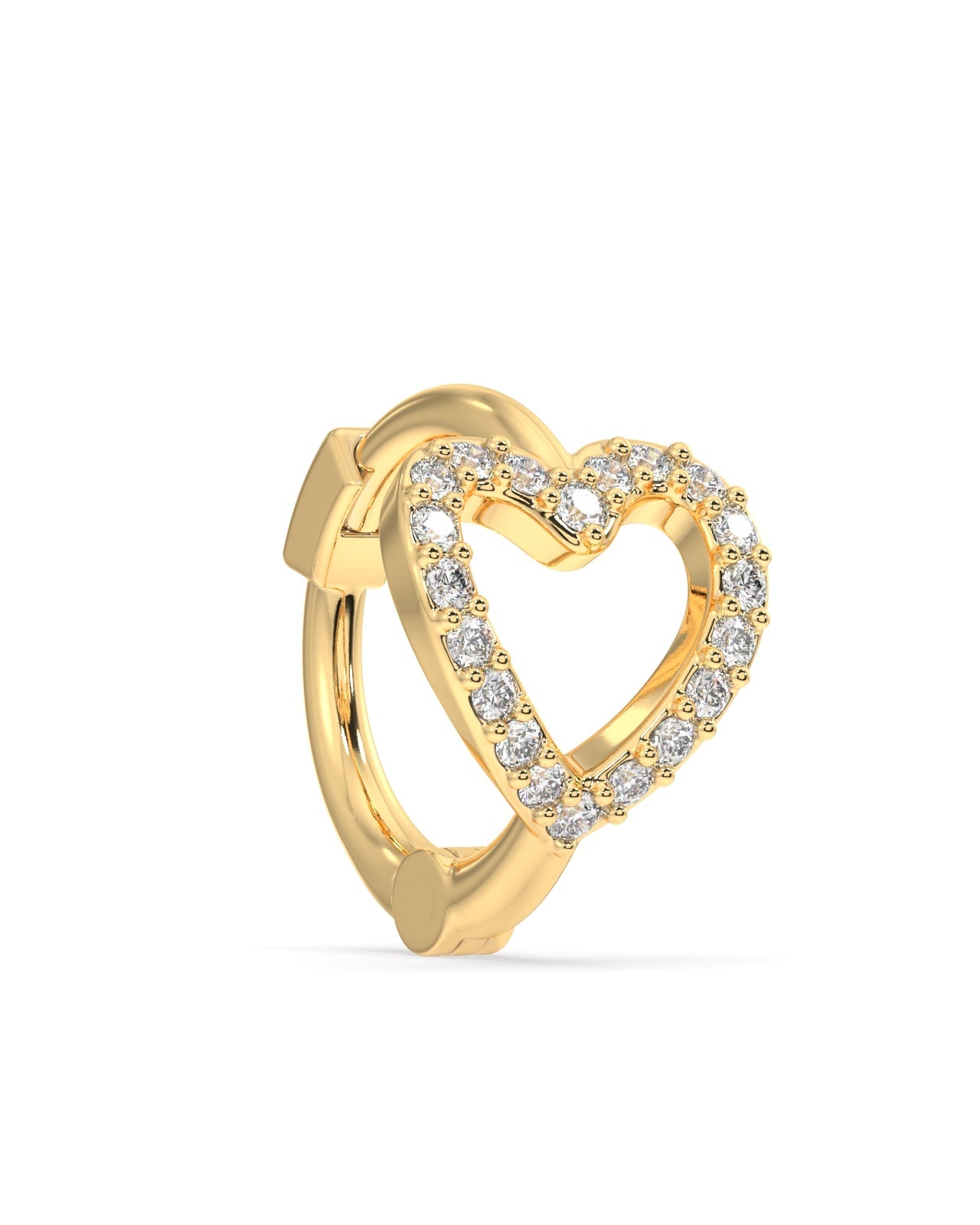stone paved Heart huggie pair