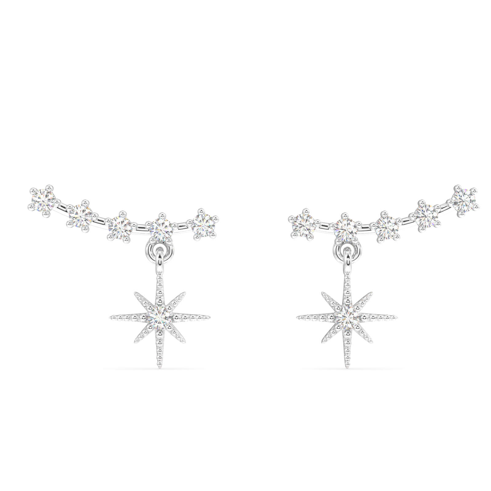 Multi Aligned Zircon Climber Studs Earrings
