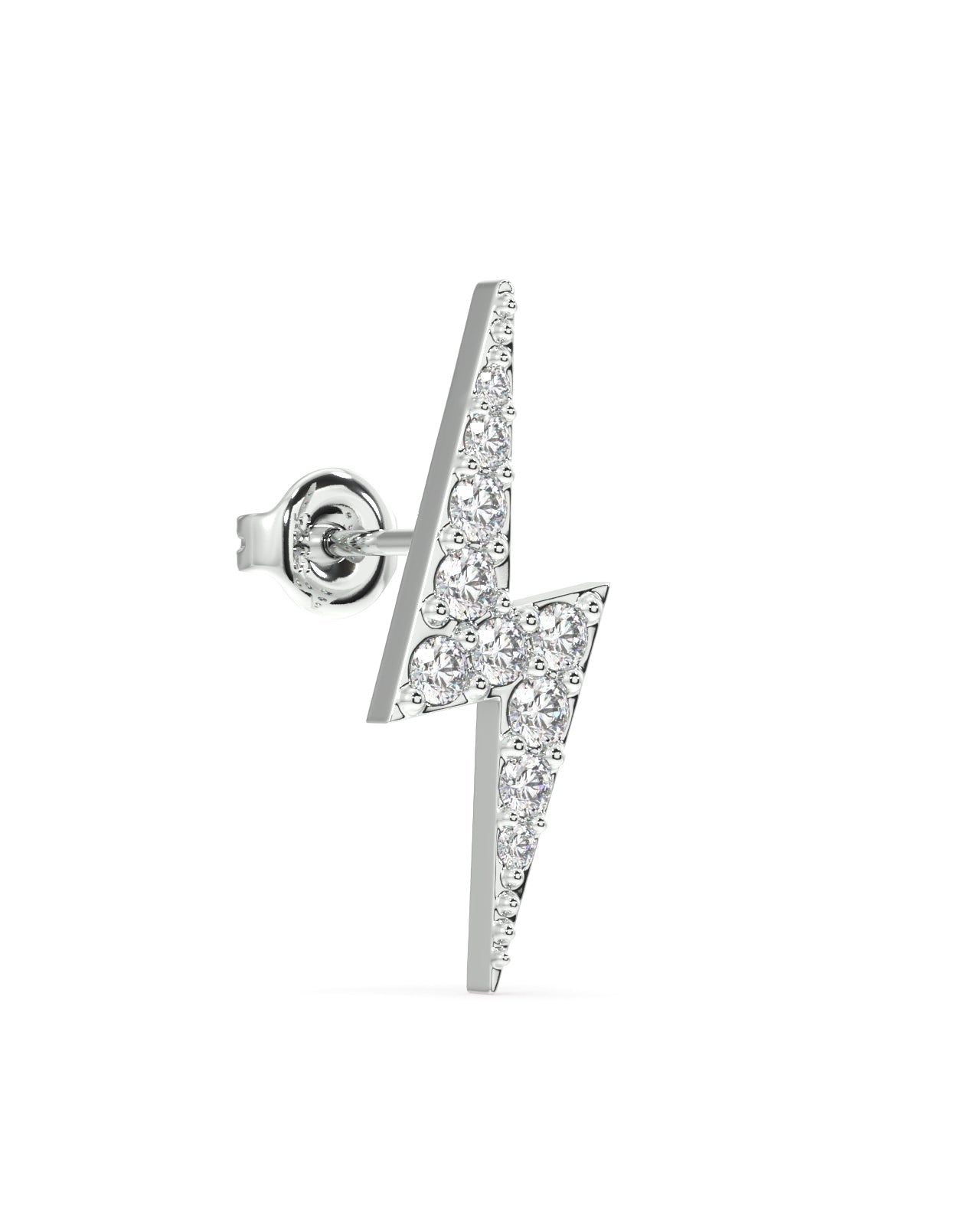 Zircon paved thunder lightning stud - Pair