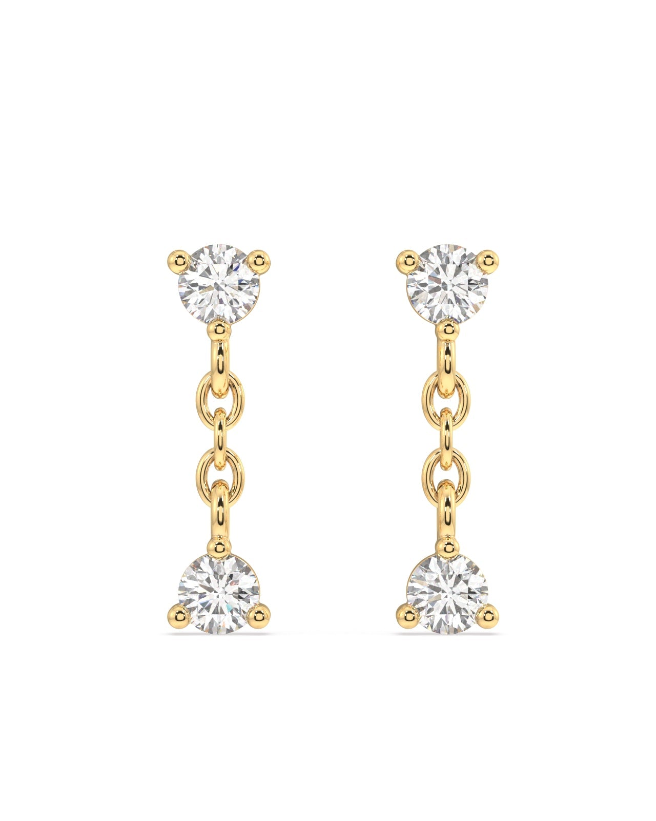 Double Zircon Dangler Studs Earrings