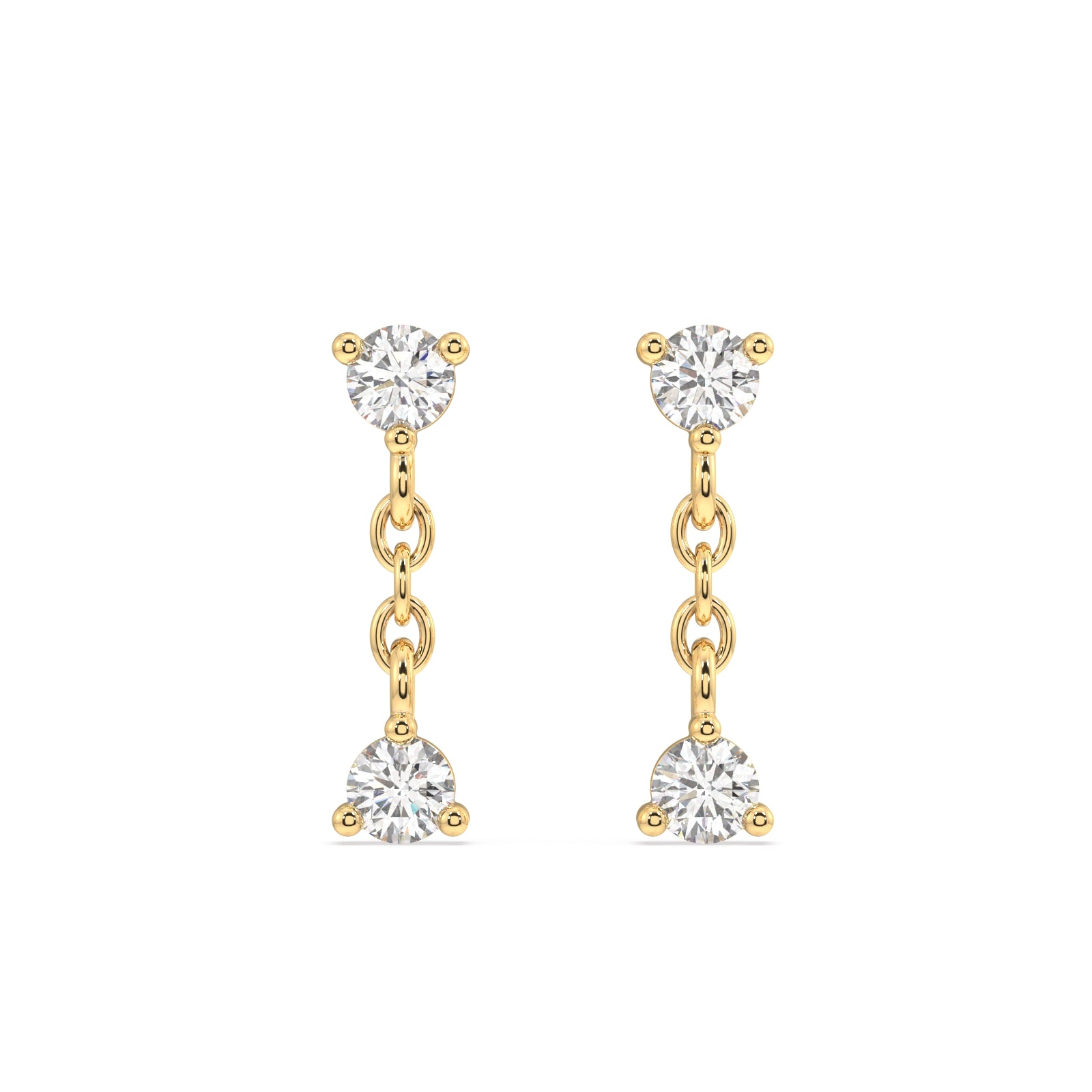 Double Zircon dangler stud earring  - Pair