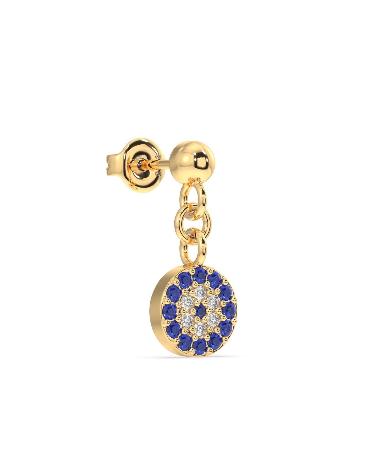 Silver ball with a zirconia eye hanging Angle shot