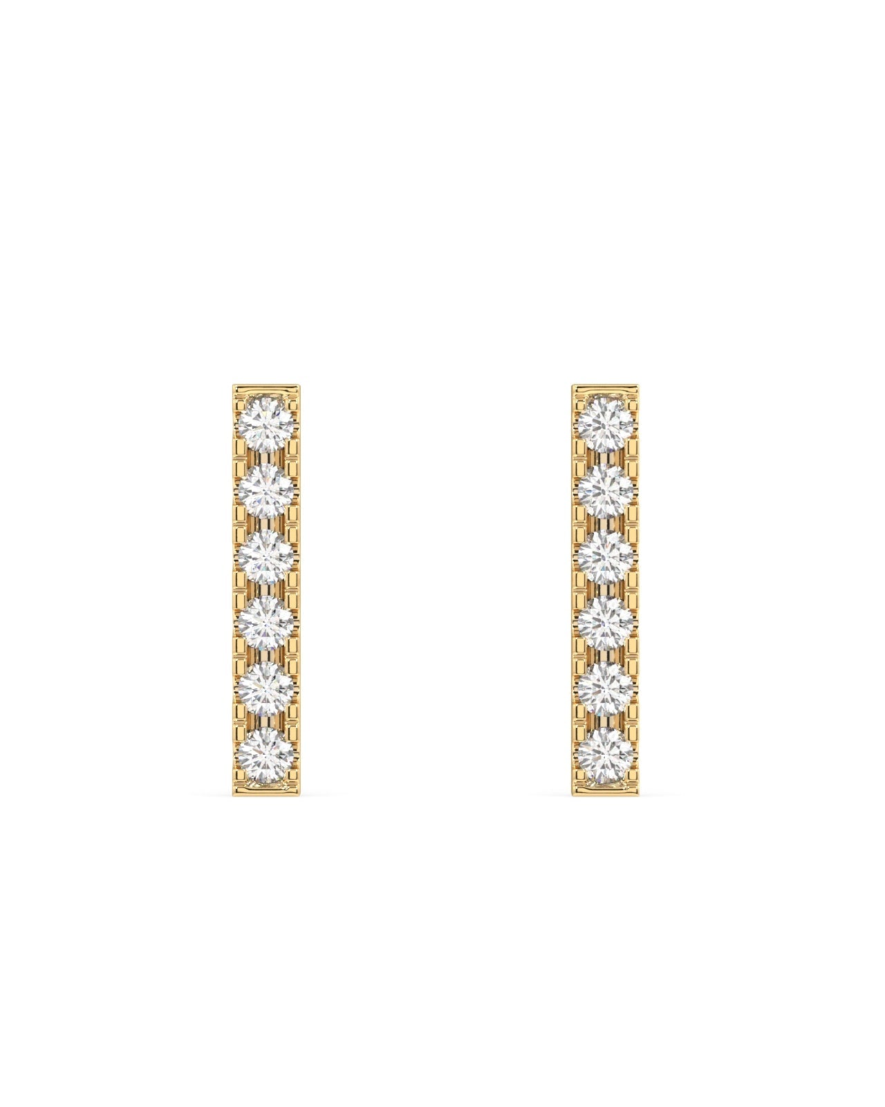 Minimal zirconia Bar earring stud  - Pair
