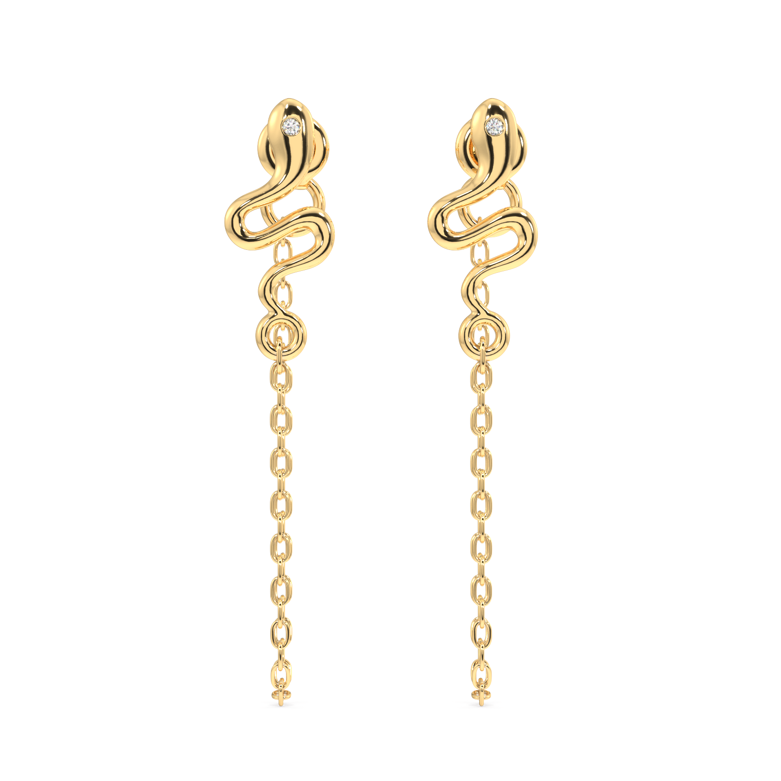 Snake dangler chain earring - Pair