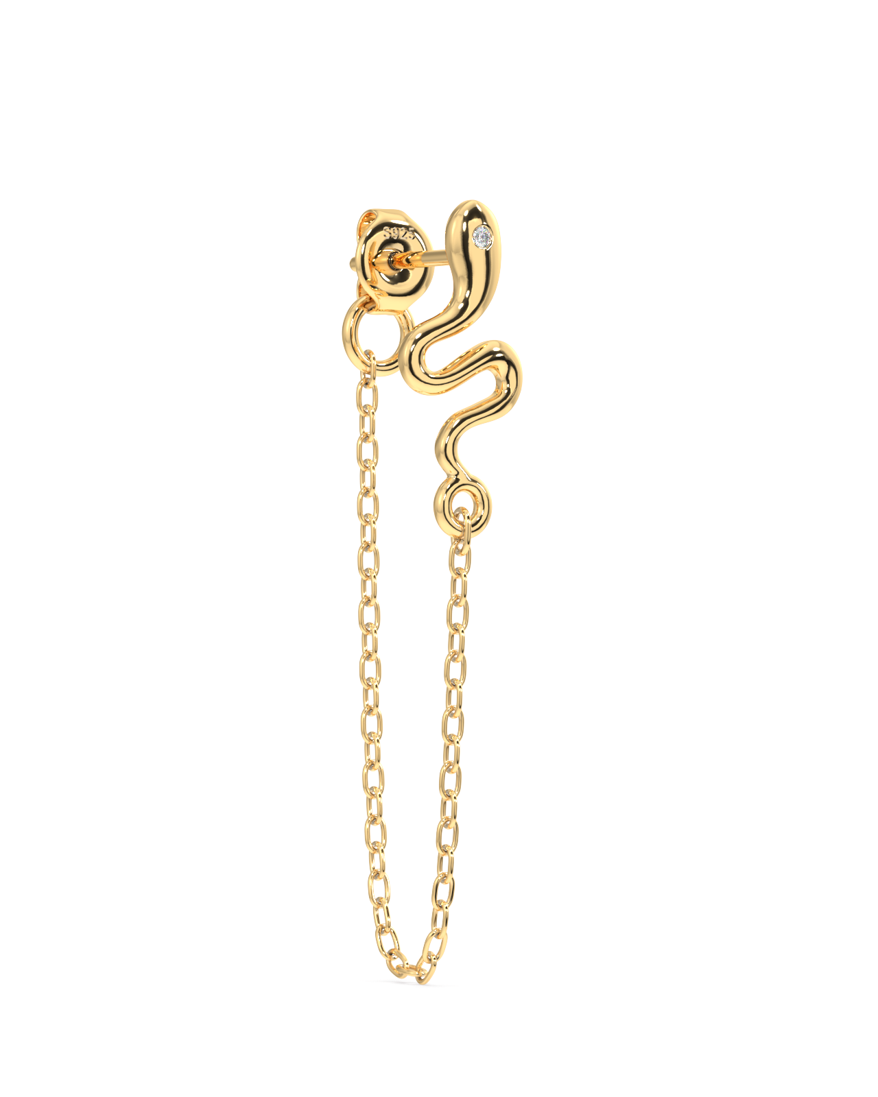 Snake dangler chain earring - Pair