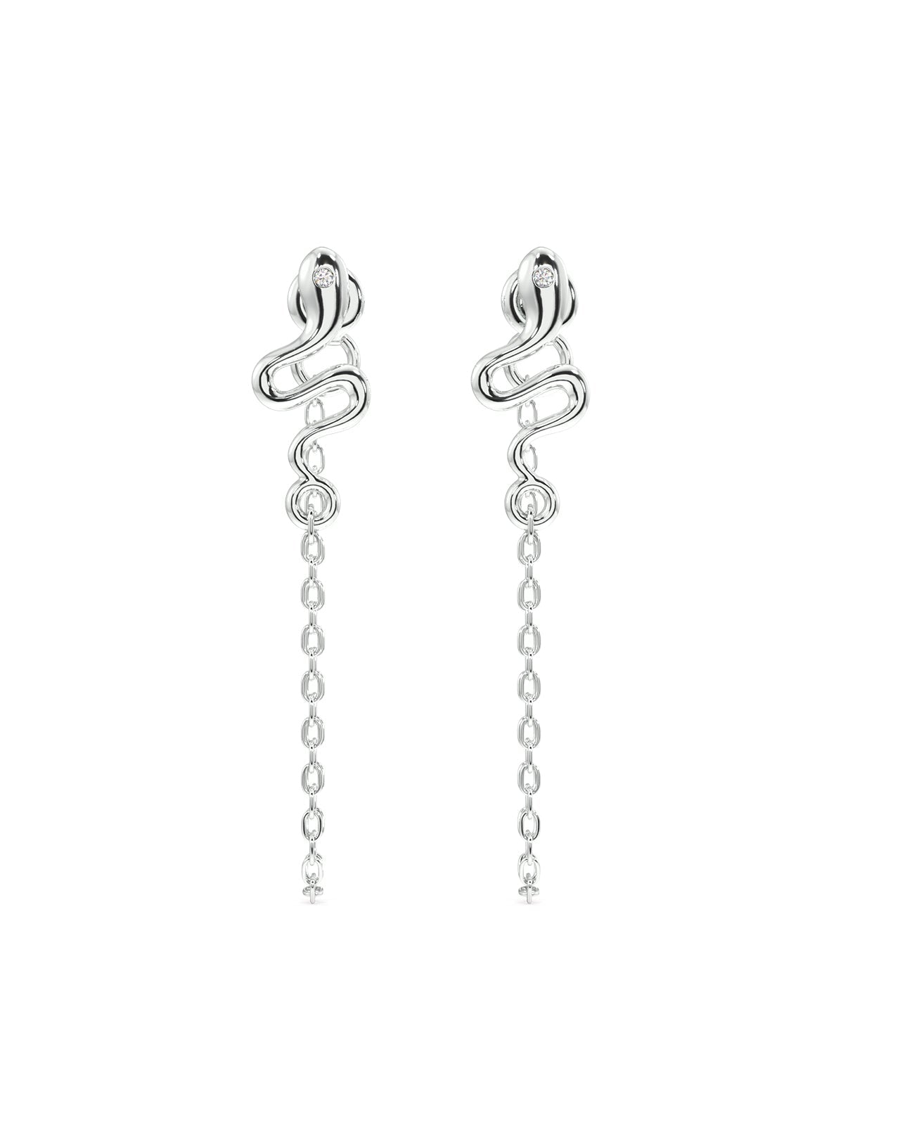 Snake dangler chain earring - Pair