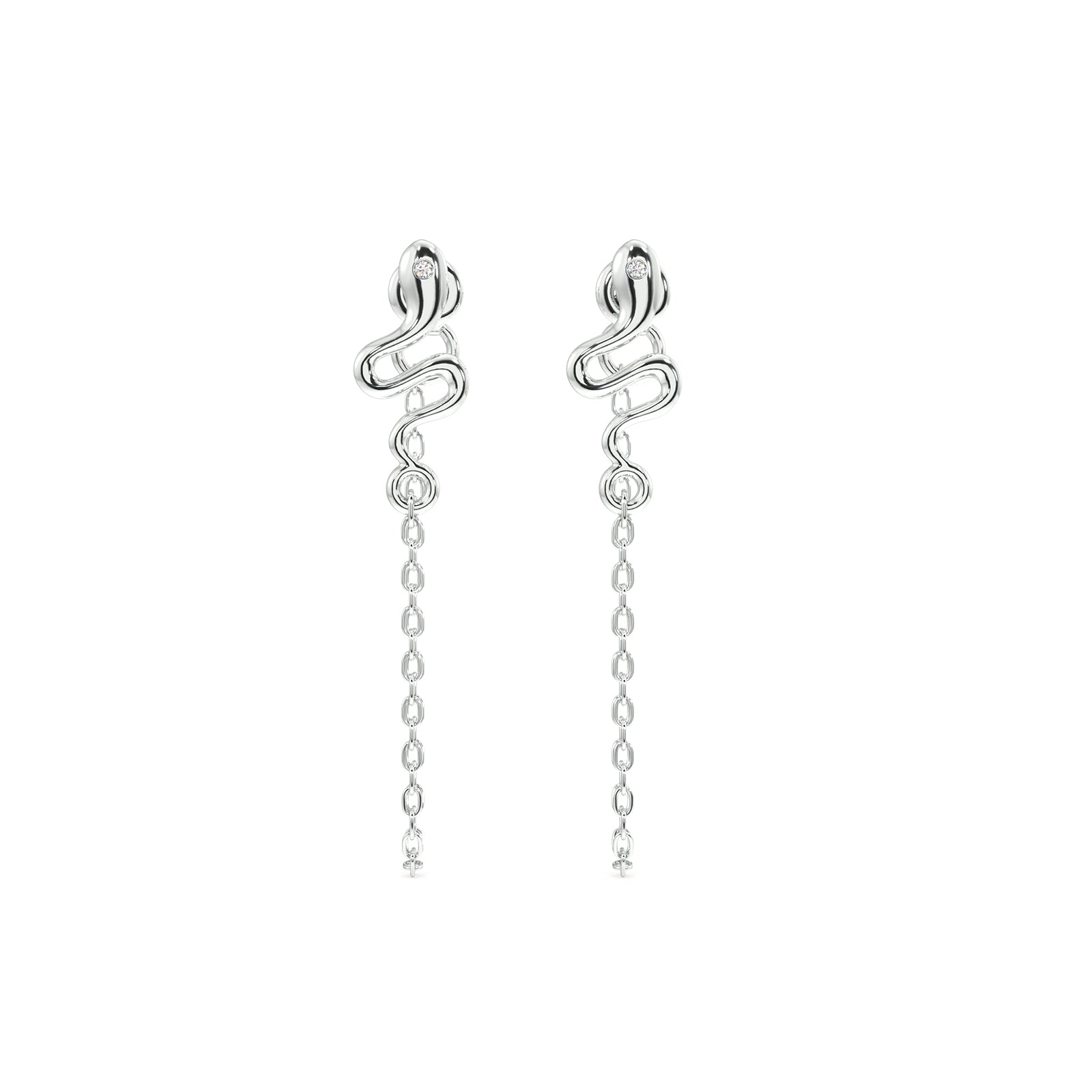 Snake dangler chain earring - Pair