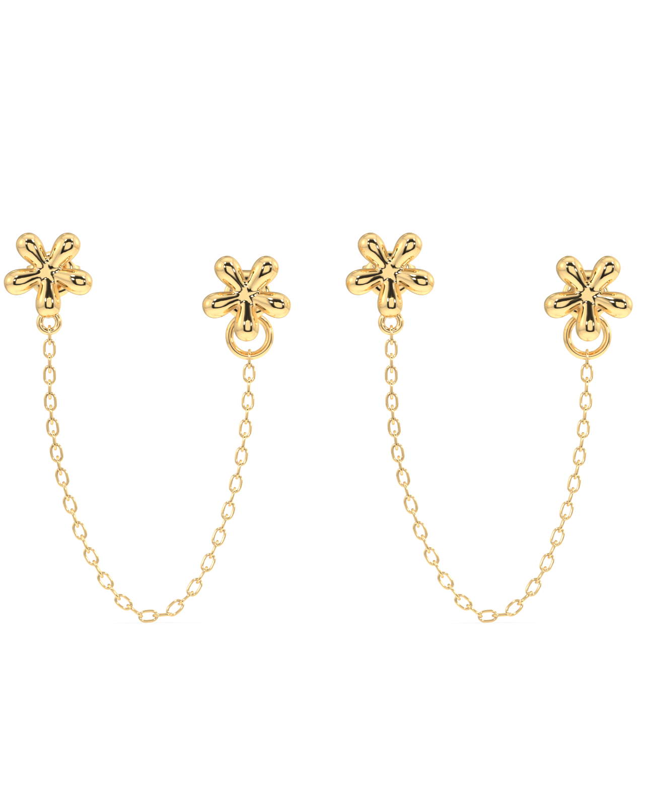 Dainty Flower Connector 3 In 1 Chain Earrings
