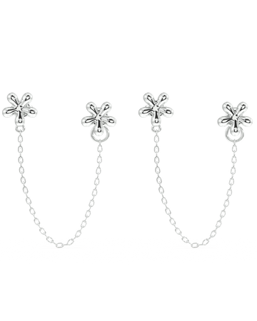 Dainty Flower Connector 3 In 1 Chain Earrings