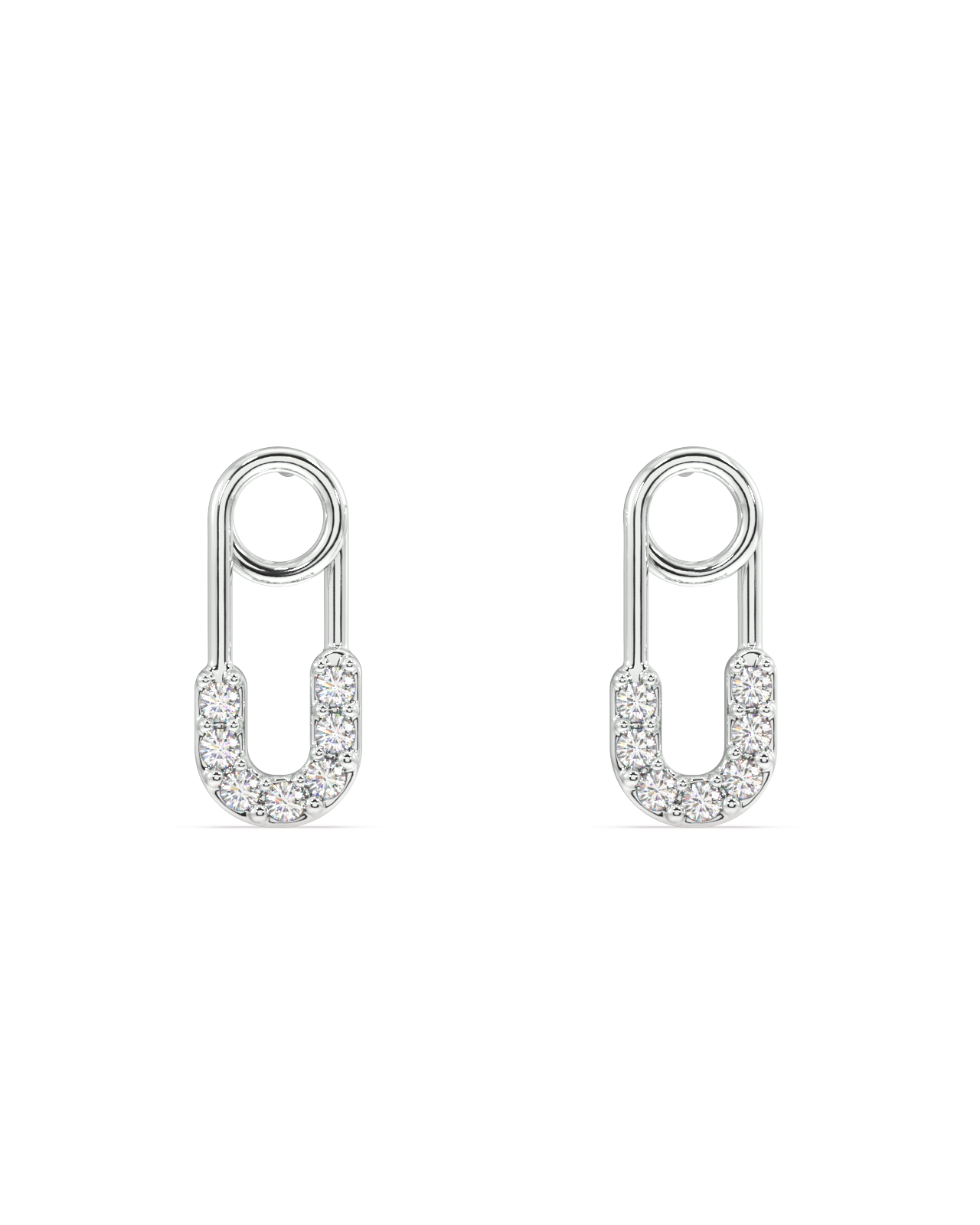 Zirconia Safety pin stud earring - Pair