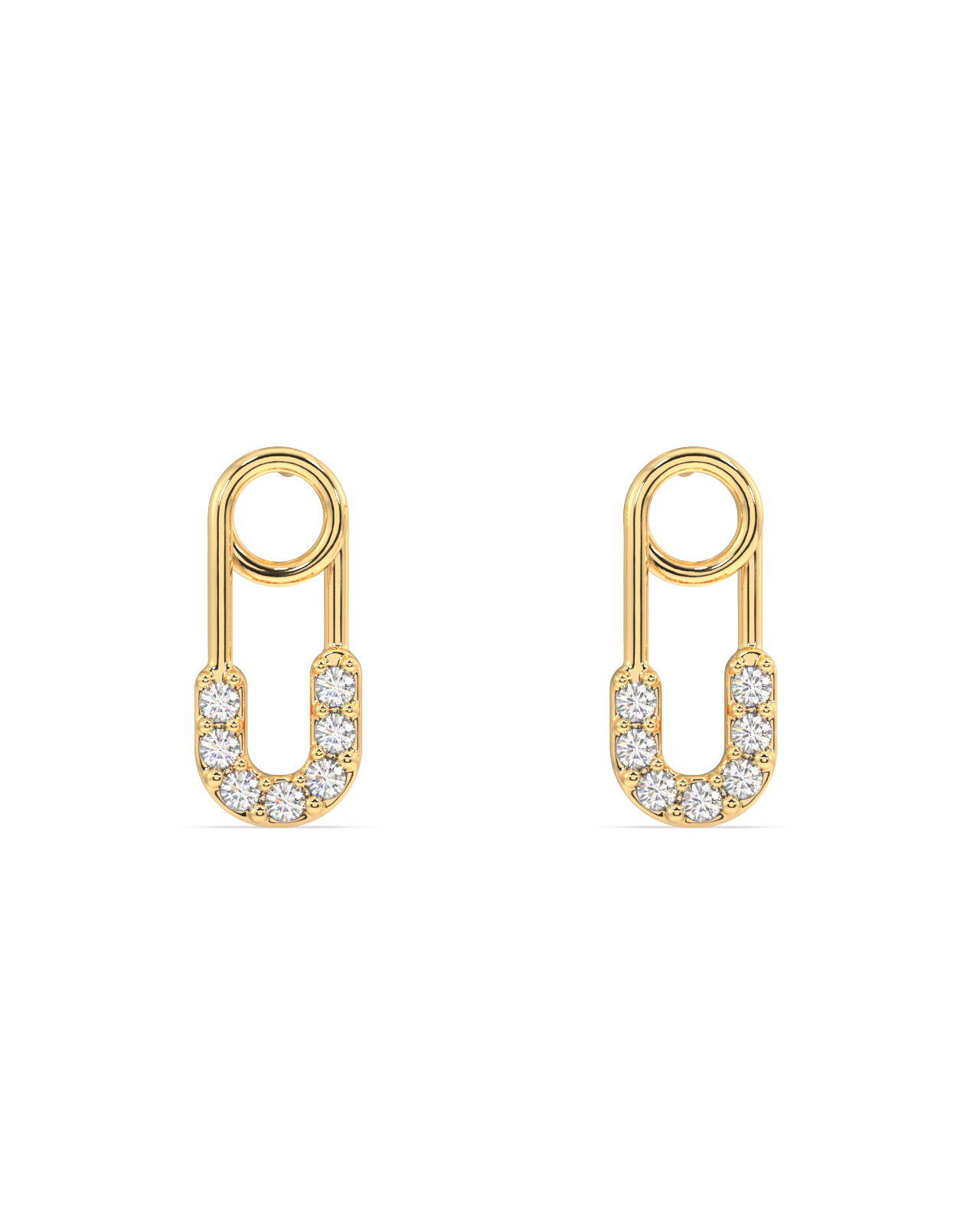 Zirconia Safety pin stud earring - Pair