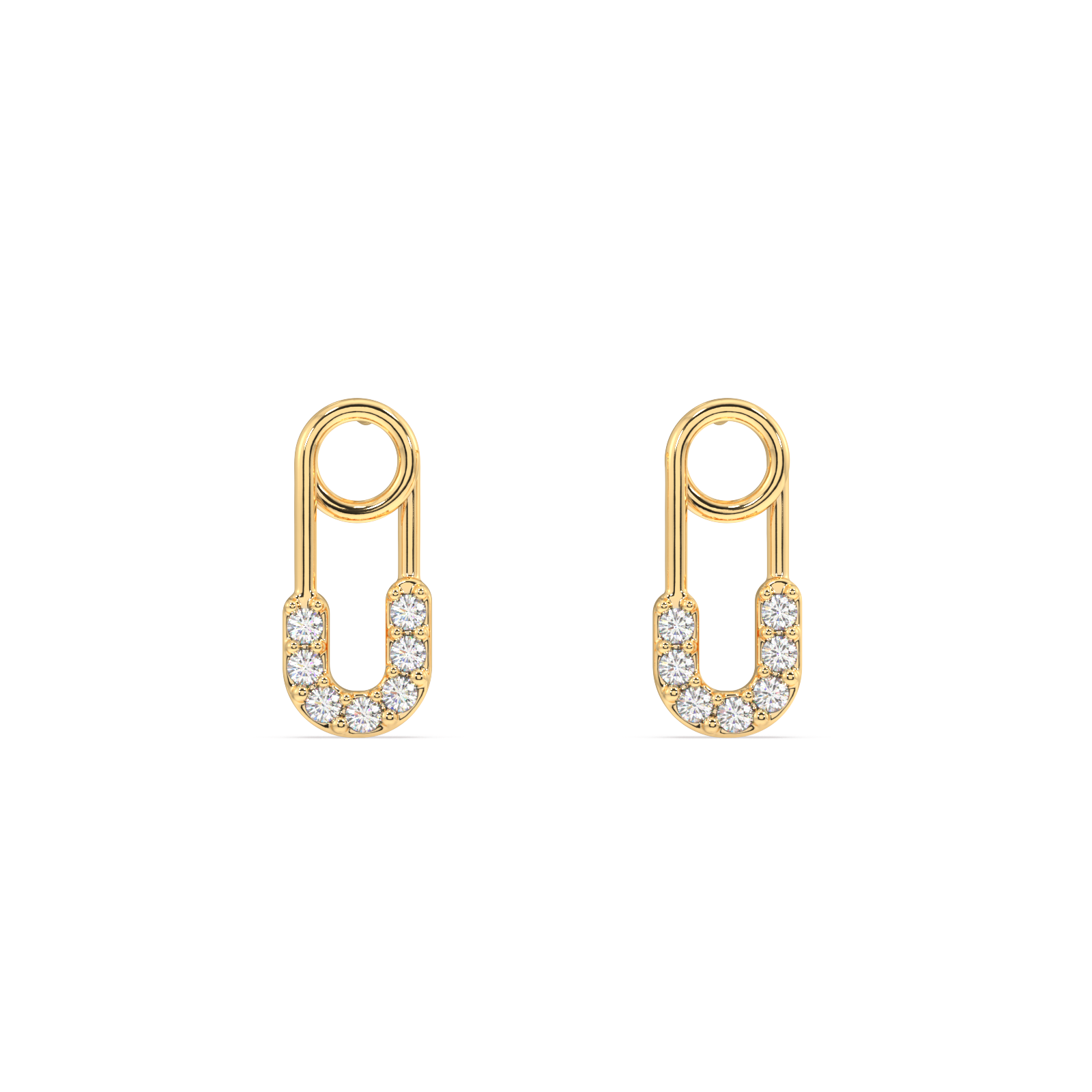 Zirconia Safety pin stud earring - Pair