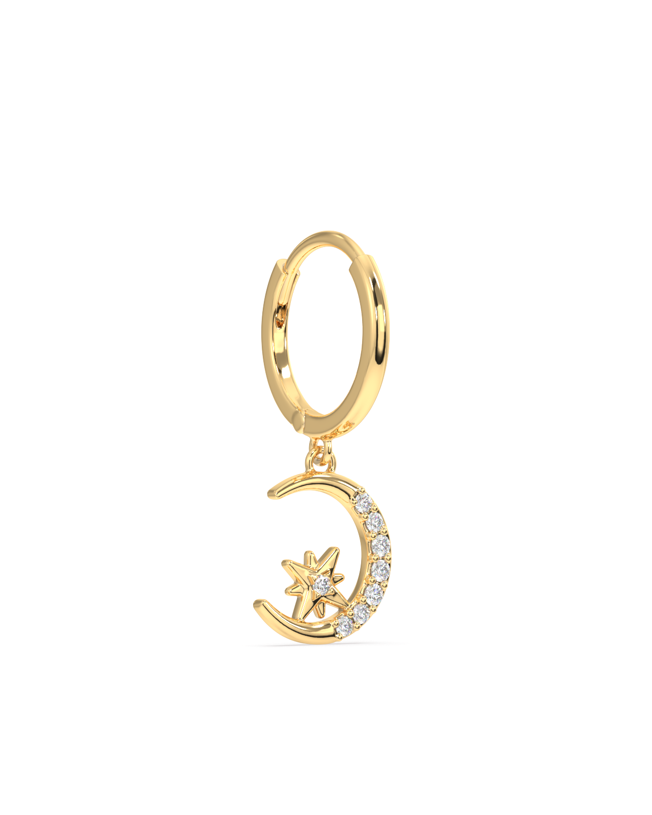 Zircon Moon With Star Hoop Earrings