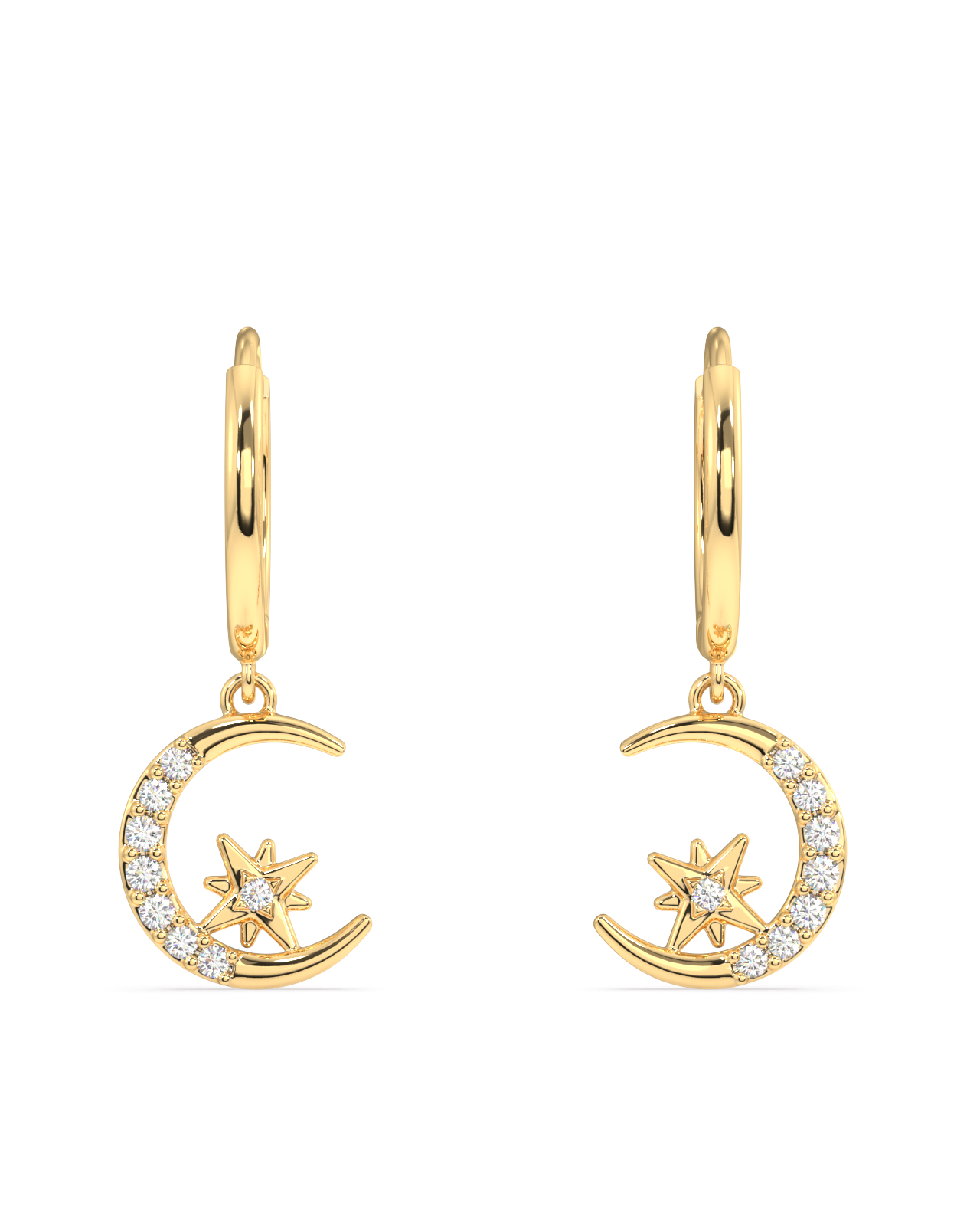 Zircon moon with star hoop