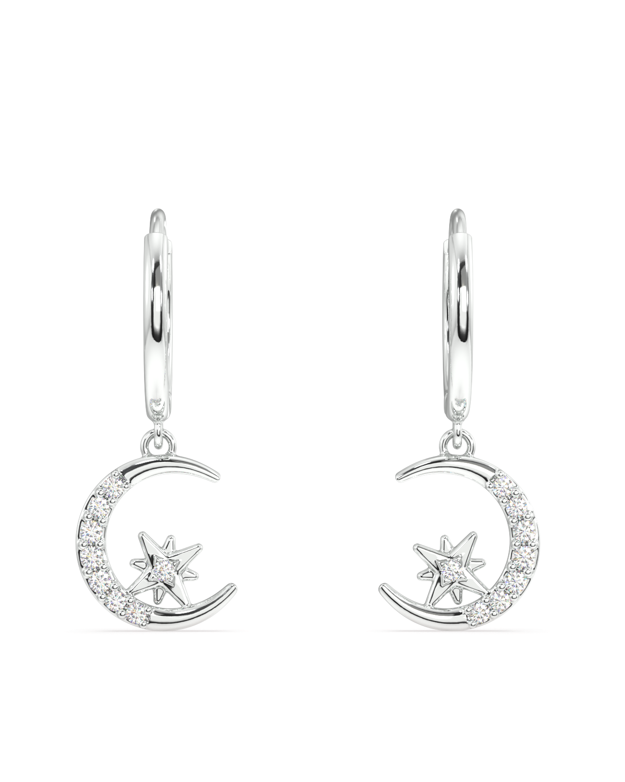 Zircon moon with star hoop
