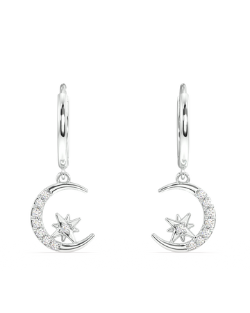 Zircon Moon With Star Hoop Earrings