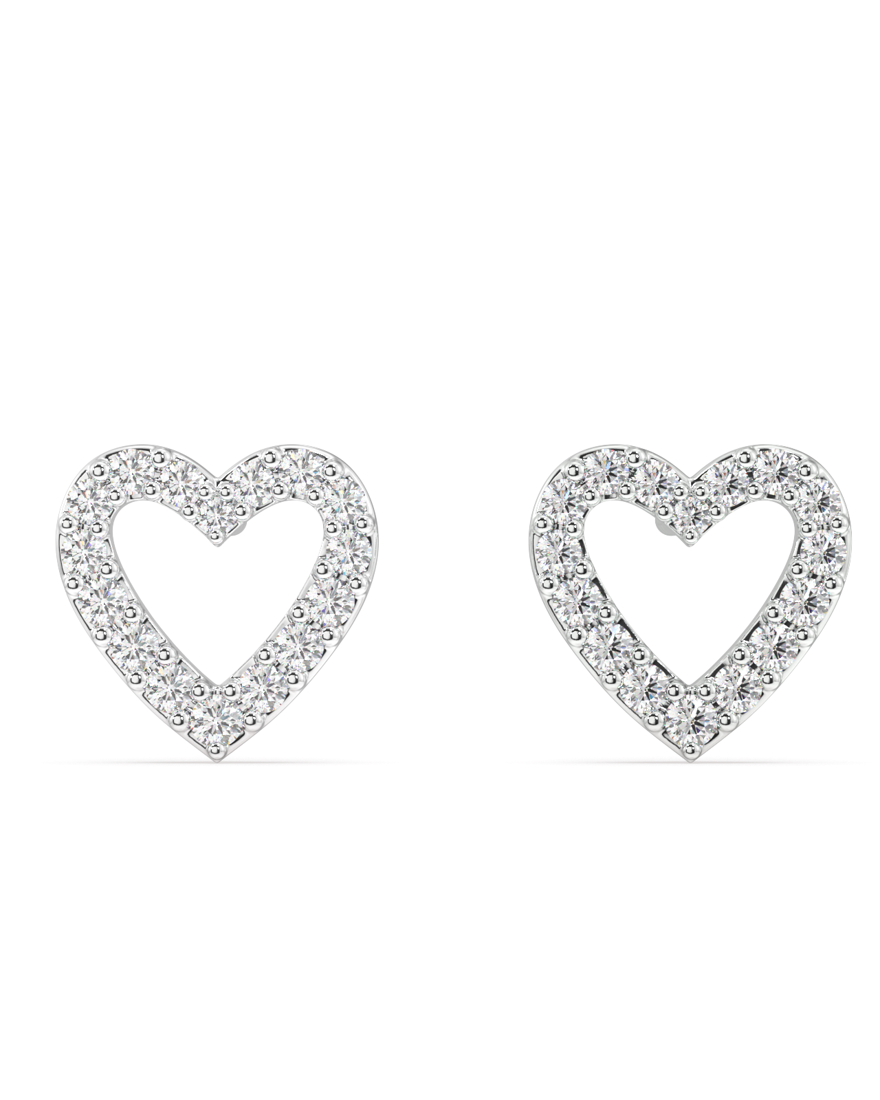 Hollow Heart Stud With Zircon Lining