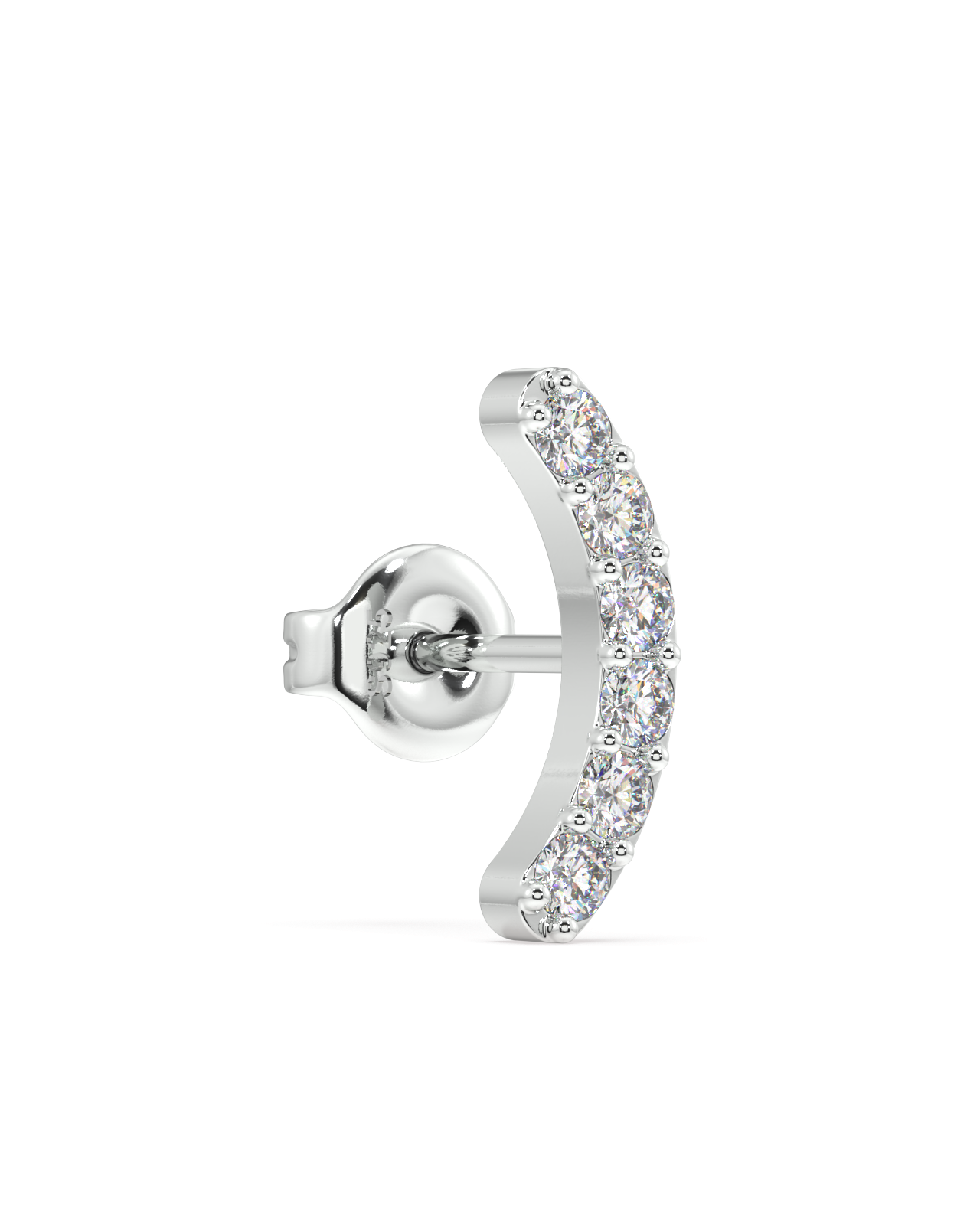 Zirconia studded curve bar stud earring - Pair
