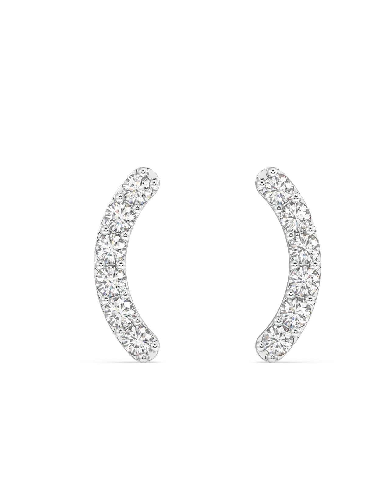 Zirconia studded curve bar stud earring - Pair