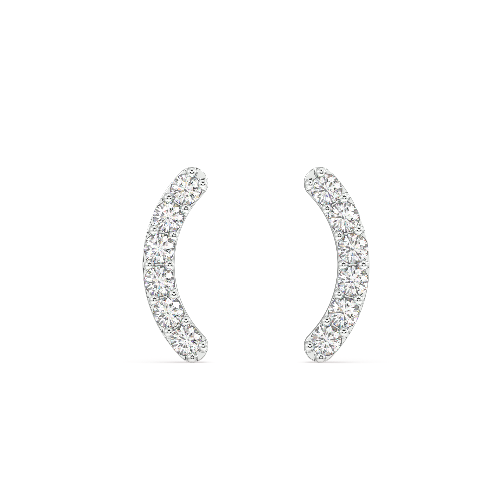 Zirconia studded curve bar stud earring - Pair