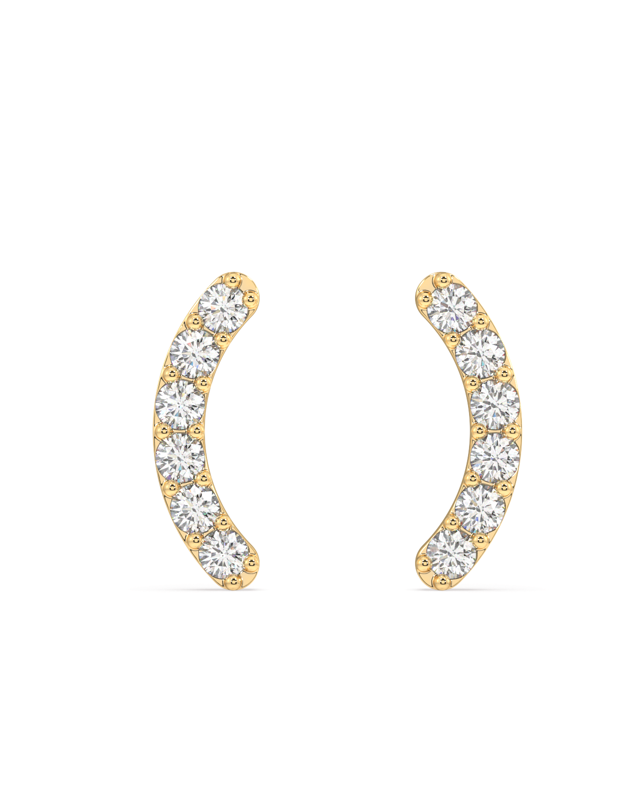 Zirconia studded curve bar stud earring - Pair