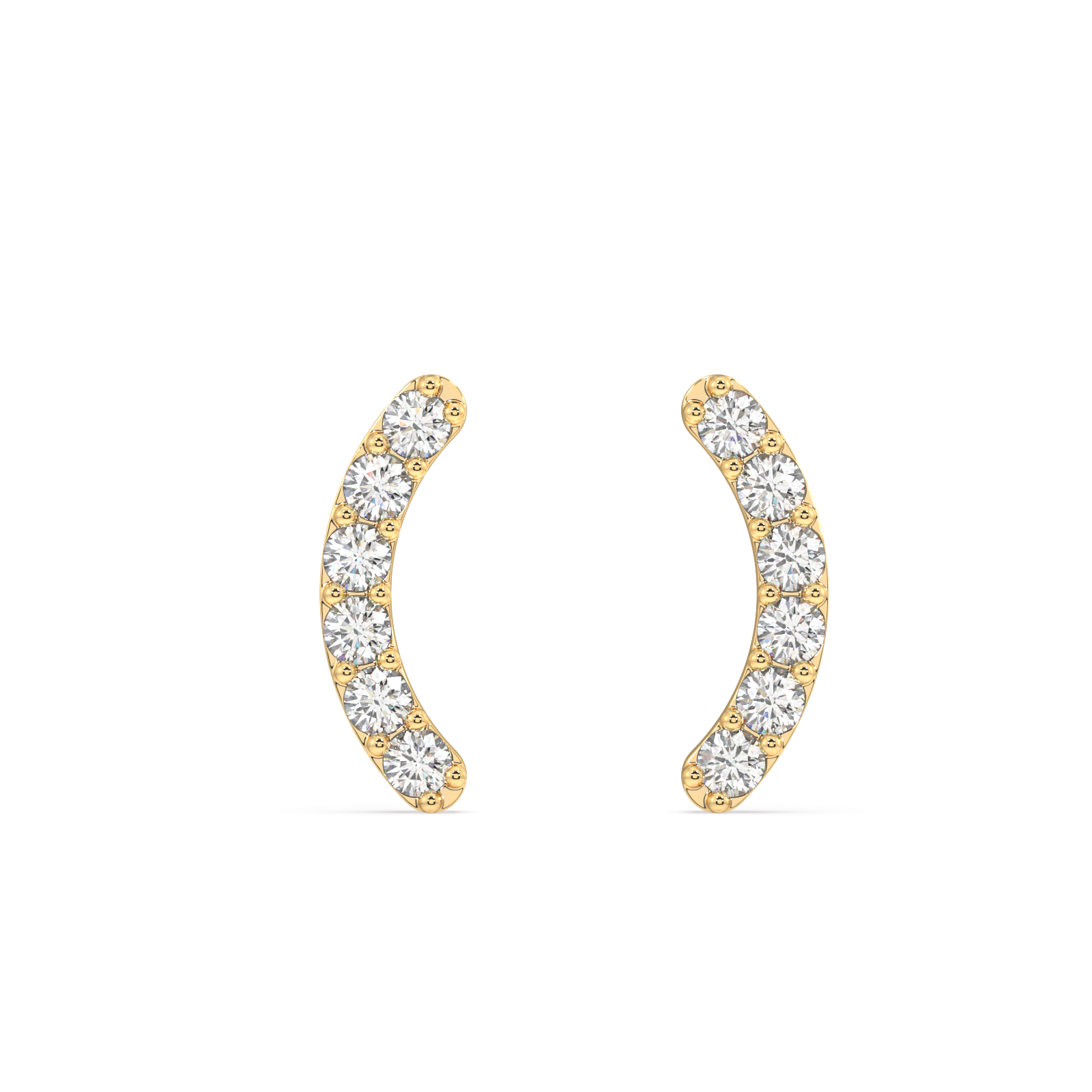 Zirconia studded curve bar stud earring - Pair