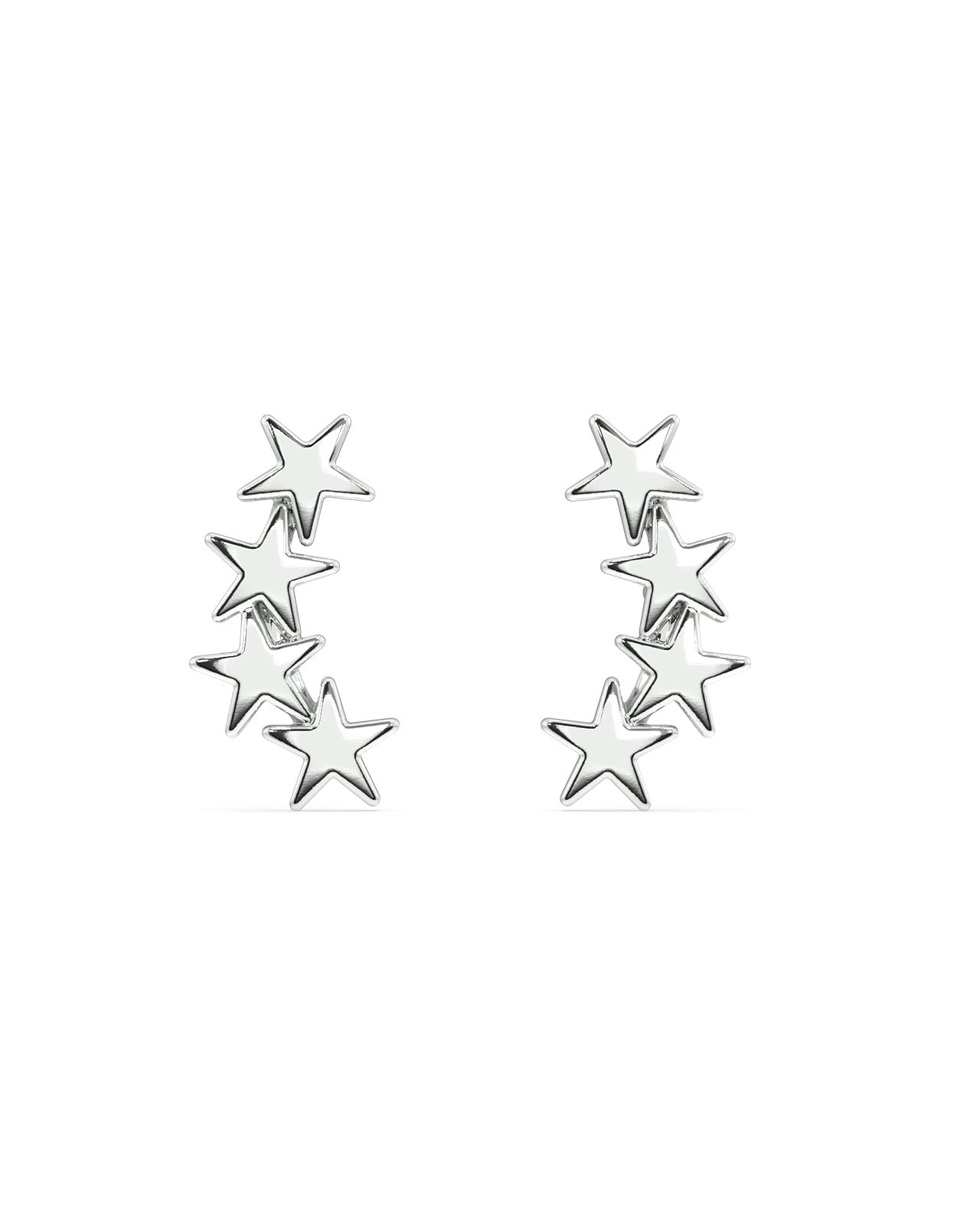 Dainty five star cluster climber/stud earring set - Pair
