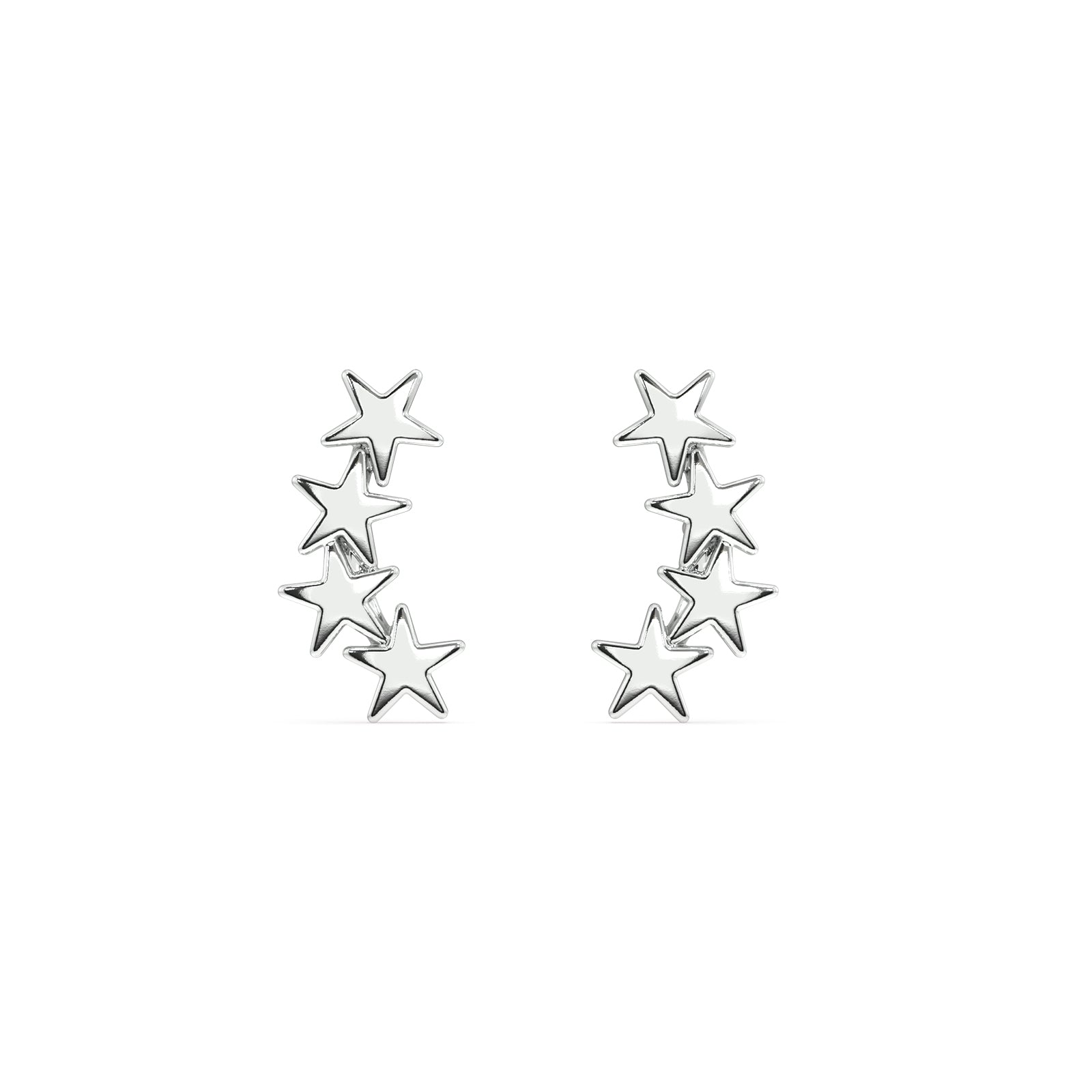 Dainty five star cluster climber/stud earring set - Pair