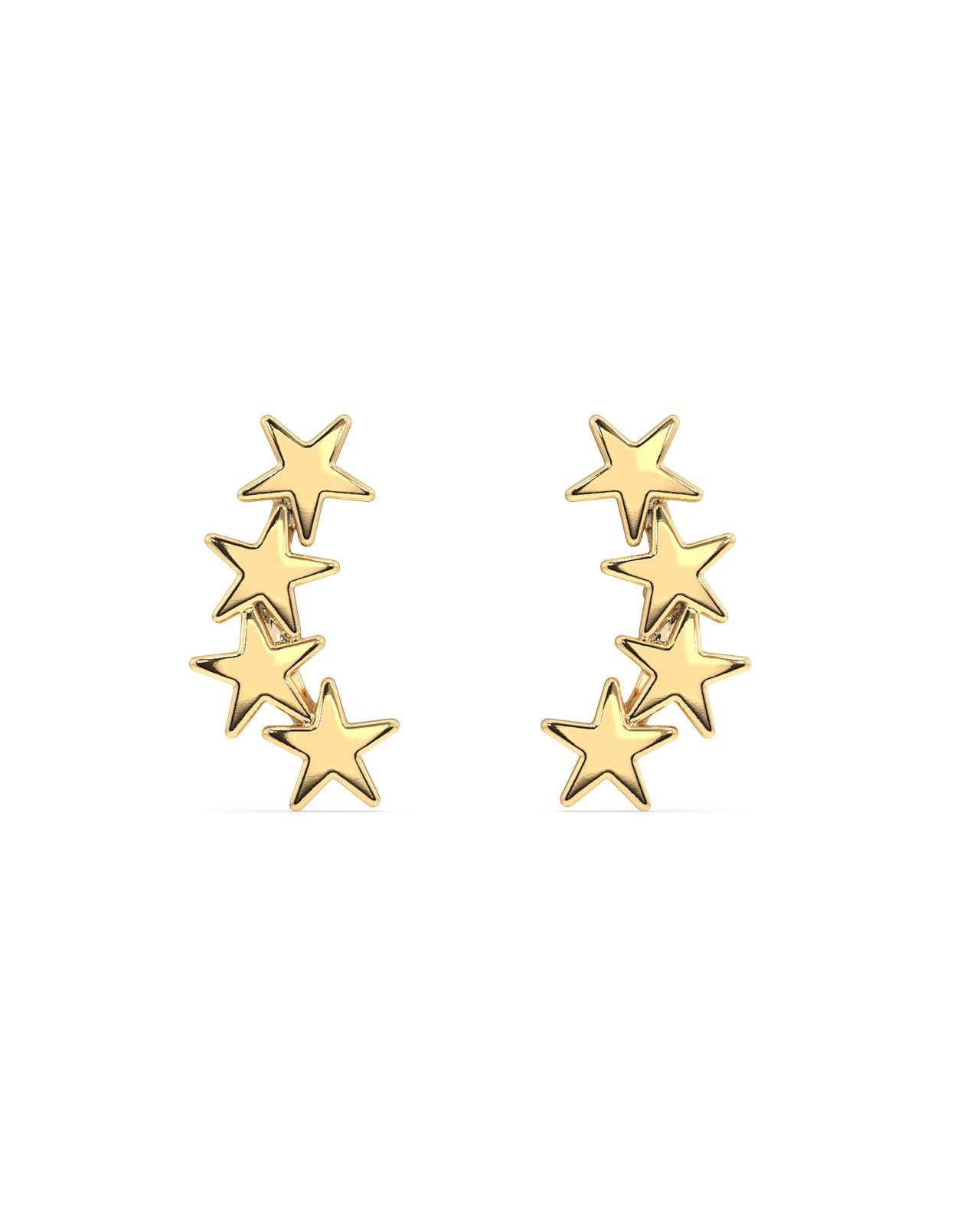 Dainty five star cluster climber/stud earring set - Pair