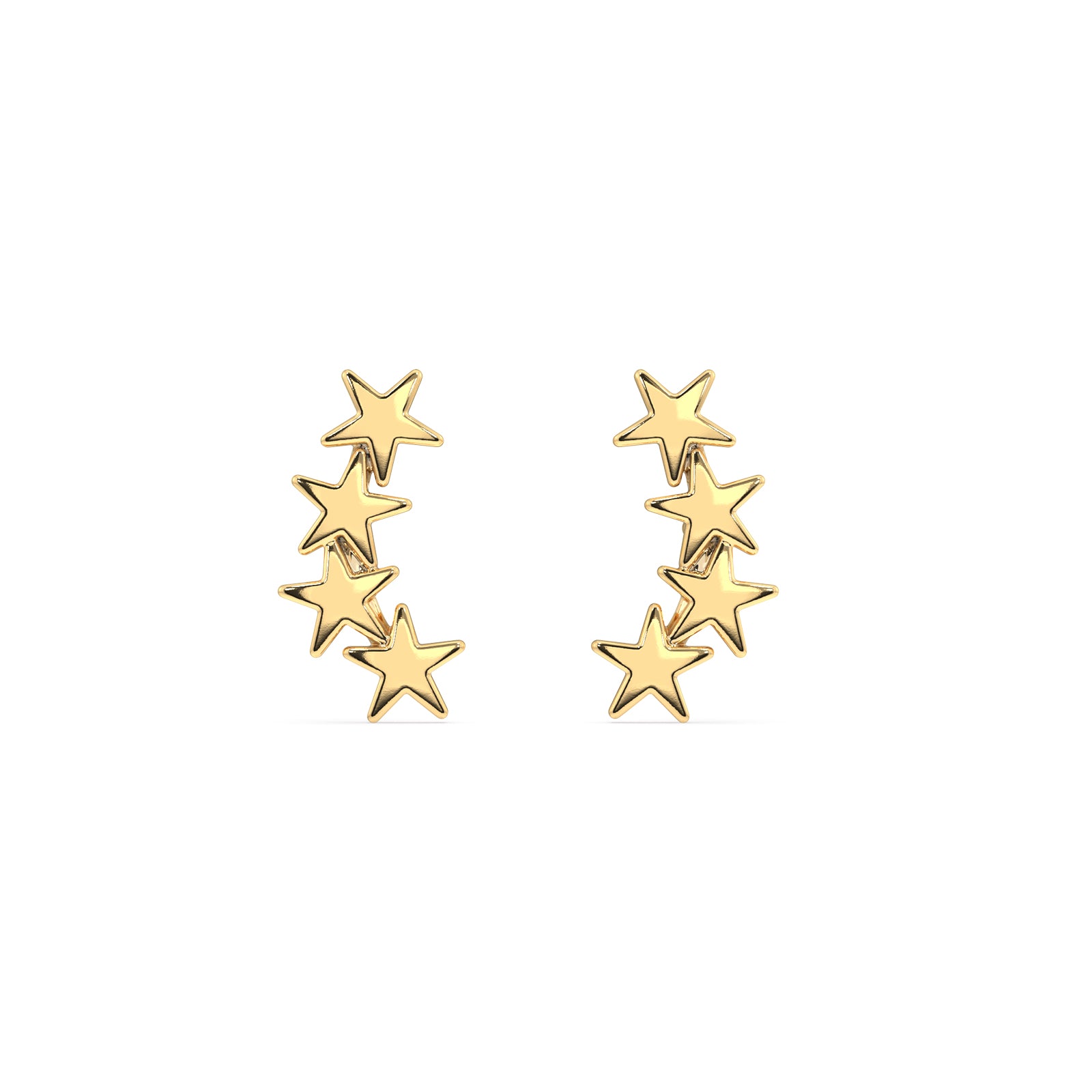 Dainty five star cluster climber/stud earring set - Pair