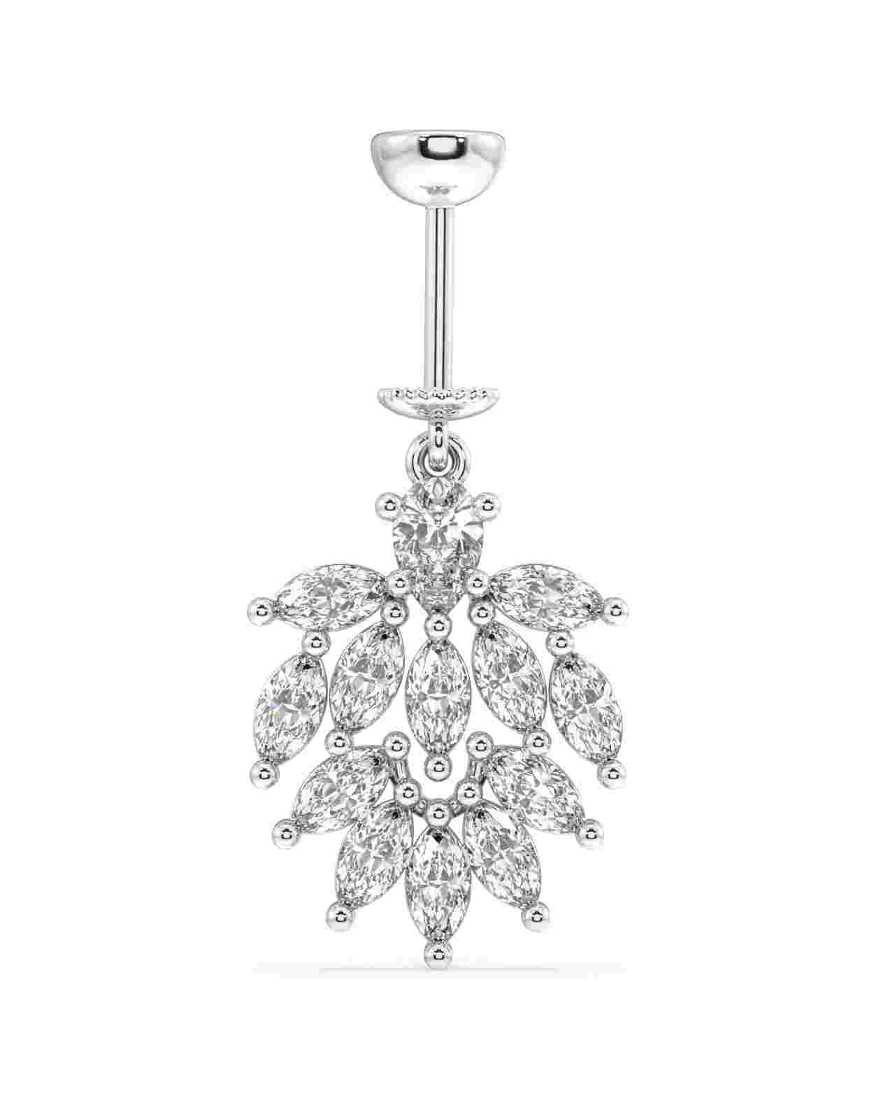 Helix Piercing Hanging - Luxury Minimalistic Jewelry featuring marquise-cut stones in a cascading floral design, crafted in sterling silver.