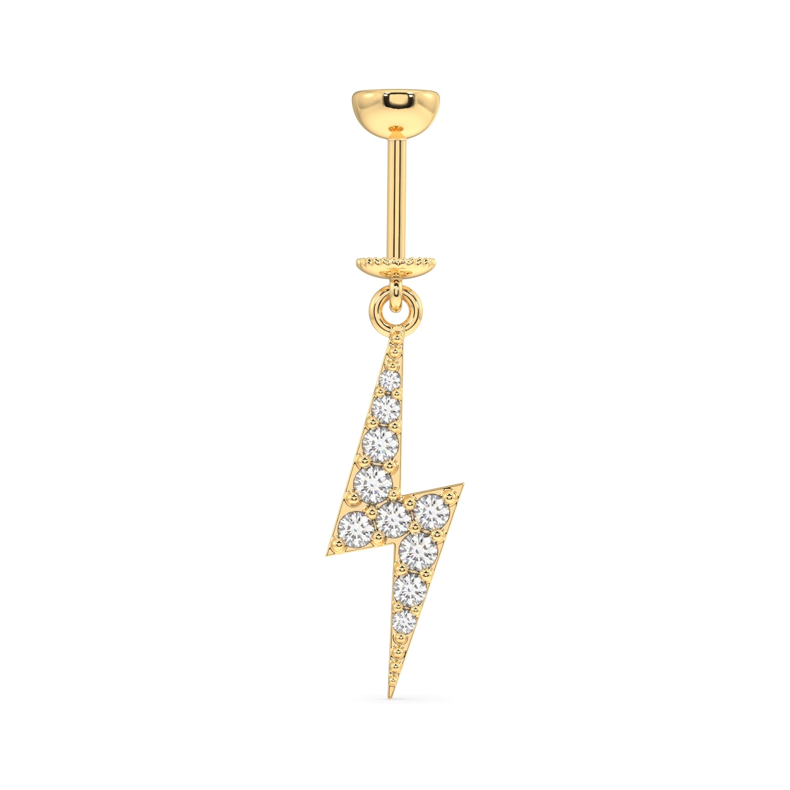 Zircon studded thunder - Screw Helix Hanging - 14k gold plated