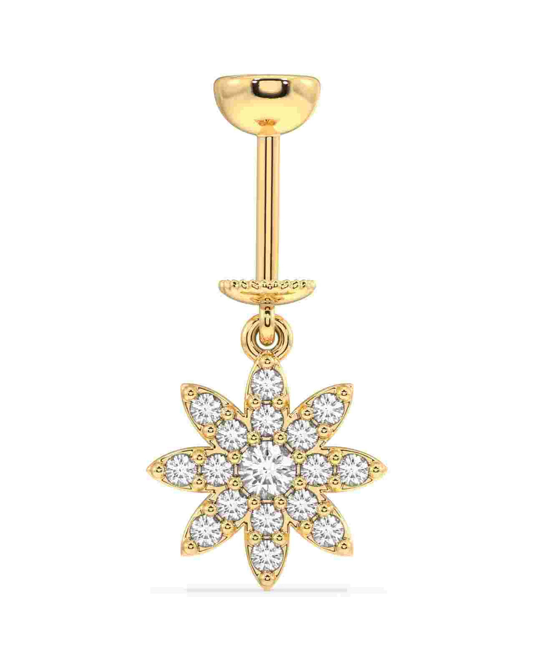 Sunflower Helix Earrings - Zircon Piercing in gold with a sparkling sunflower design, ideal for elegant and stylish ear piercings.