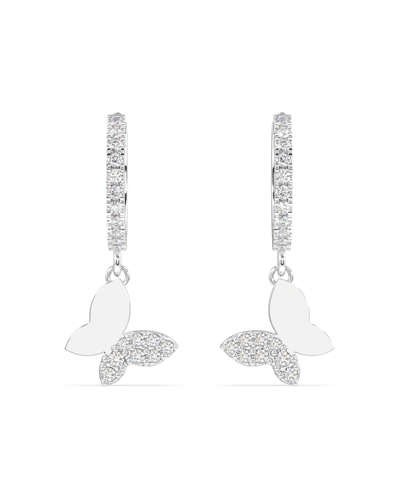 Slant' Butterfly Charm Hoop Earrings