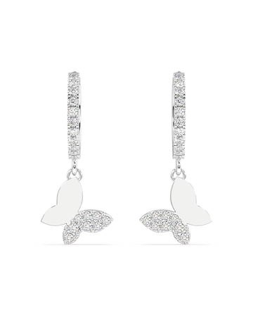 Slant' Butterfly Charm Hoop Earrings
