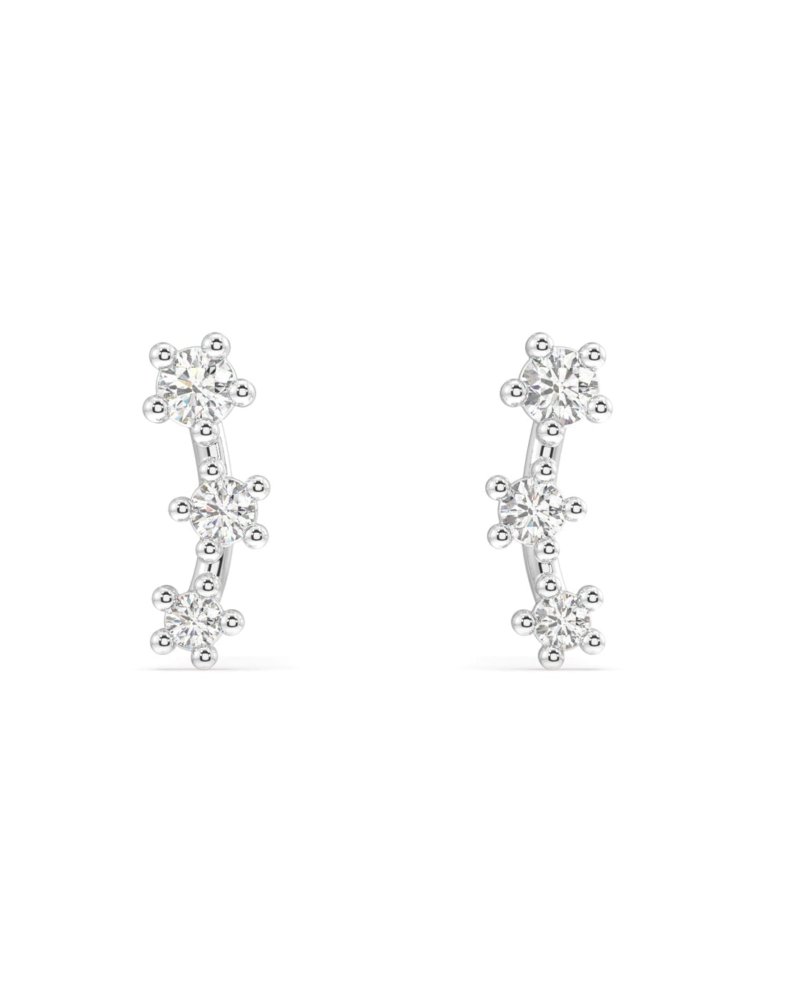 Tri Zirconia Climber Studs Earring Set