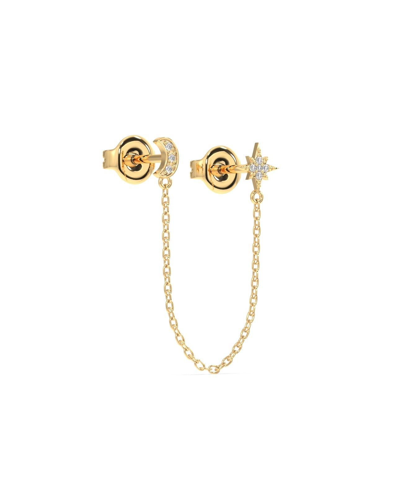 Moon star zirconia chain connector - Pair