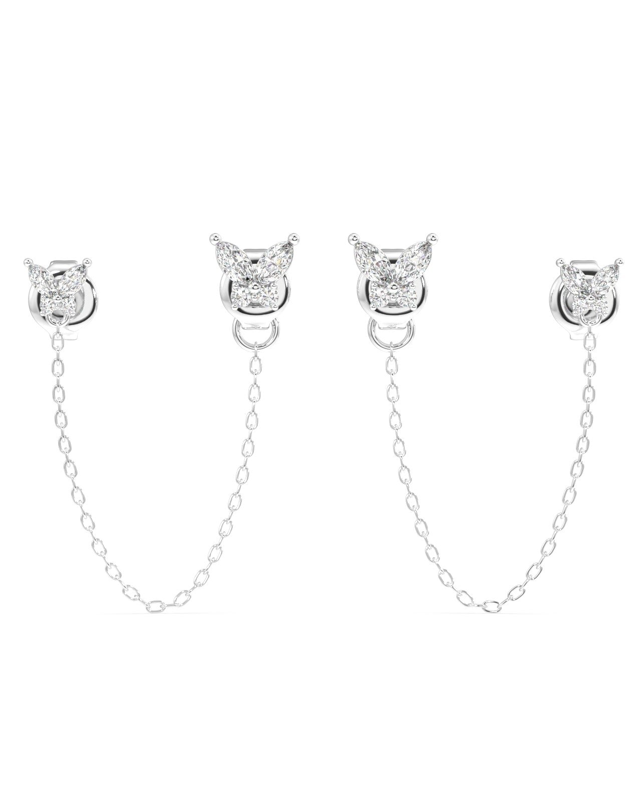 Zircon Butterfly 3 In 1 Connector Chain Earrings
